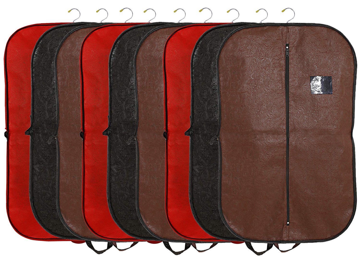 Kuber Industries Embossed Design Foldable Non Woven Men's Coat Blazer Cover (Red & Black & Brown)  -CTKTC42279