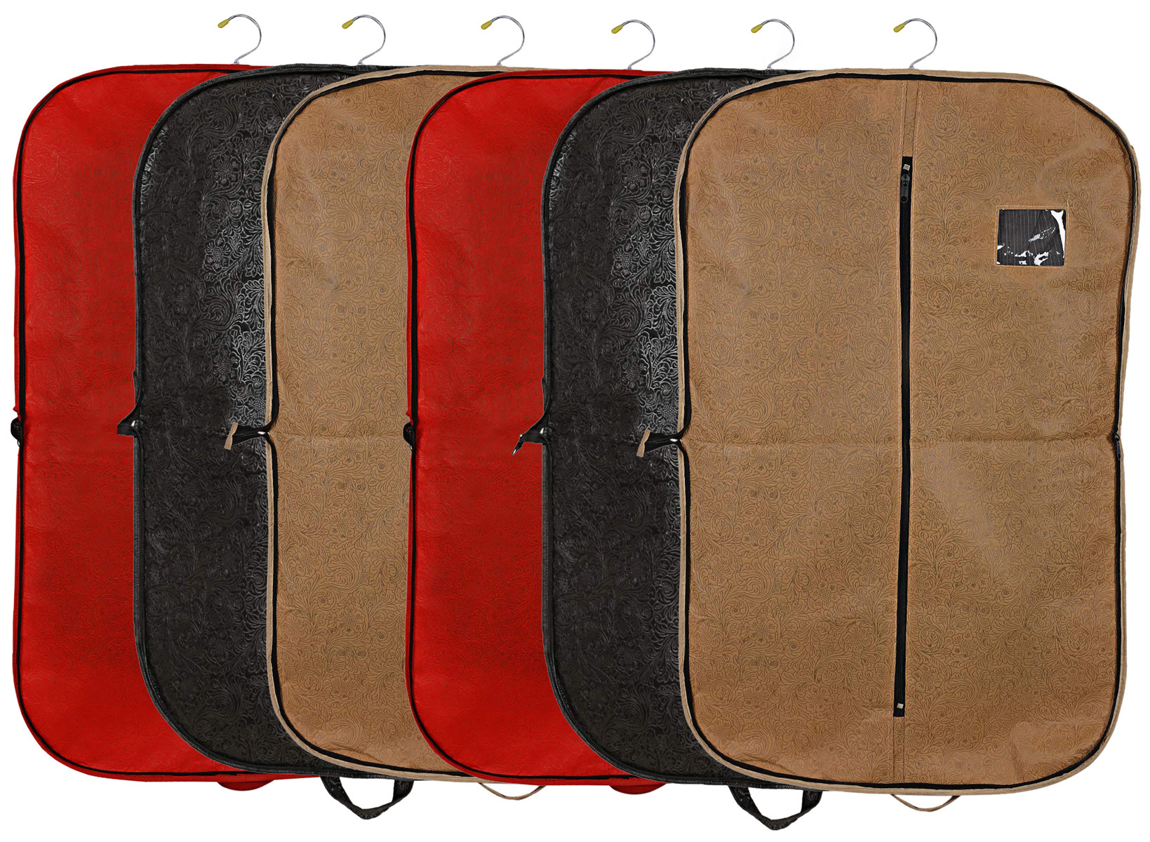 Kuber Industries Embossed Design Foldable Non Woven Men's Coat Blazer Cover (Red & Black & Golden)  -CTKTC42281
