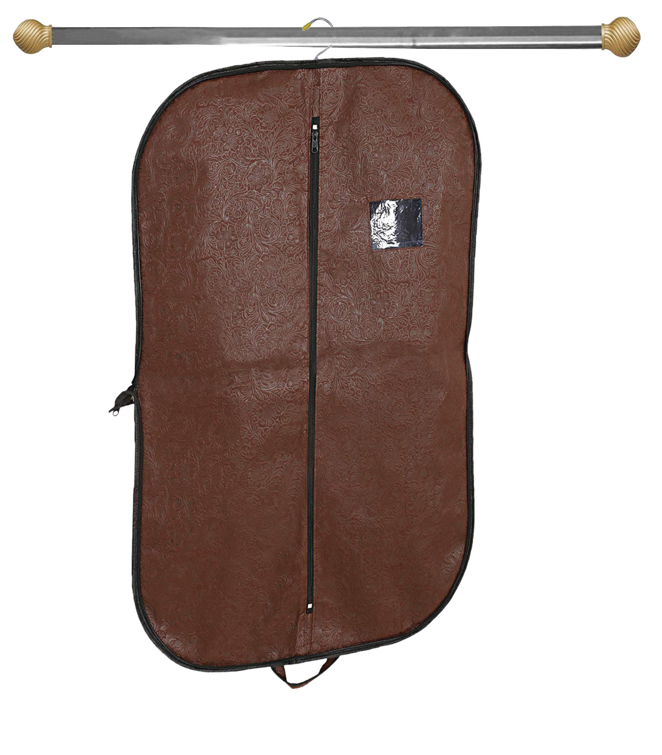 Kuber Industries Embossed Design Foldable Non Woven Men's Coat Blazer Cover (Red & Brown)  -CTKTC42269