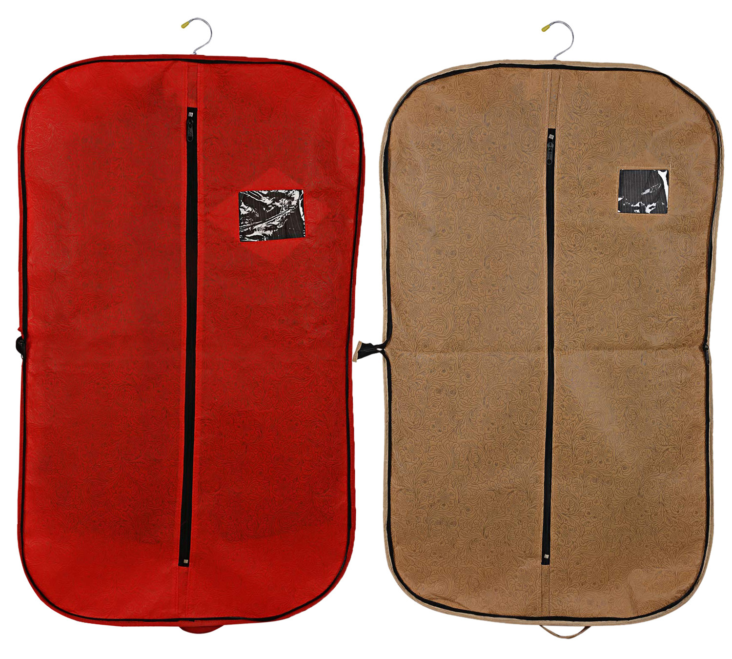 Kuber Industries Embossed Design Foldable Non Woven Men's Coat Blazer Cover (Red & Golden)  -CTKTC42271