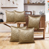 Kuber Industries Embossed Flower Cushion Cover|Ractangle Cushion Covers|Sofa Cushion Covers|Cushion Covers 16 inch x 16 inch|Cushion Cover Set of 5 (Gold)