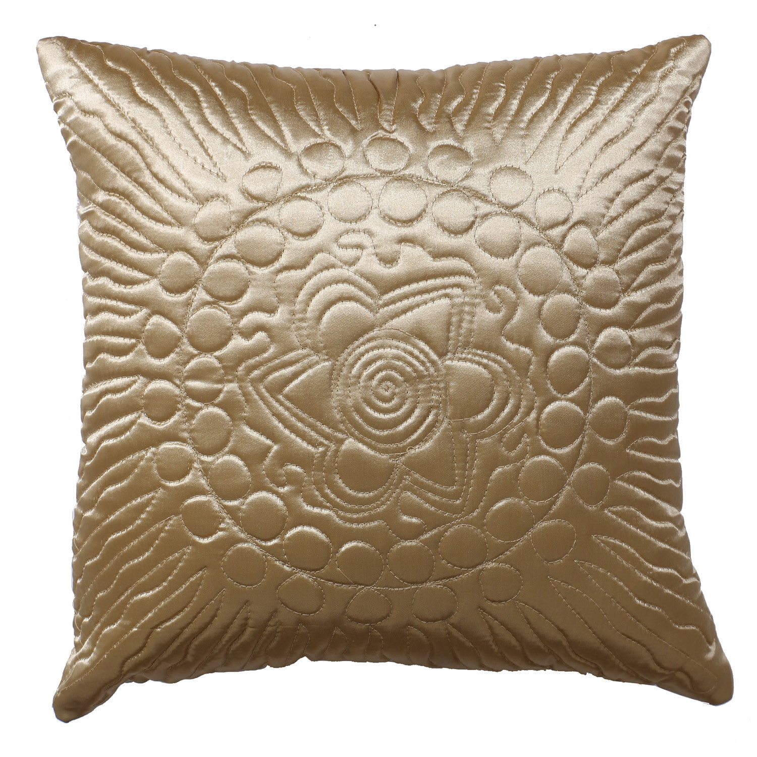 Kuber Industries Embossed Flower Cushion Cover|Ractangle Cushion Covers|Sofa Cushion Covers|Cushion Covers 16 inch x 16 inch|Cushion Cover Set of 5 (Gold)