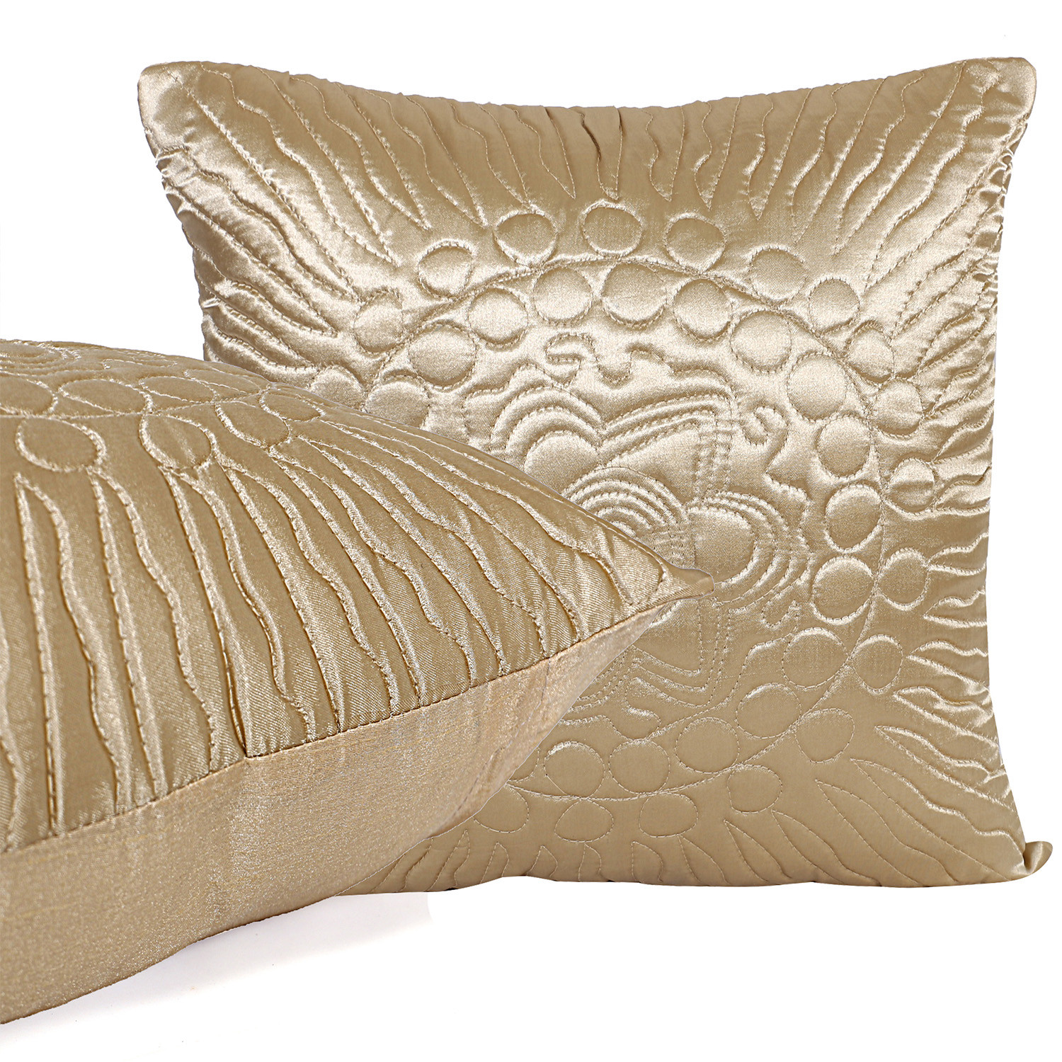 Kuber Industries Embossed Flower Cushion Cover|Ractangle Cushion Covers|Sofa Cushion Covers|Cushion Covers 16 inch x 16 inch|Cushion Cover Set of 5 (Gold)