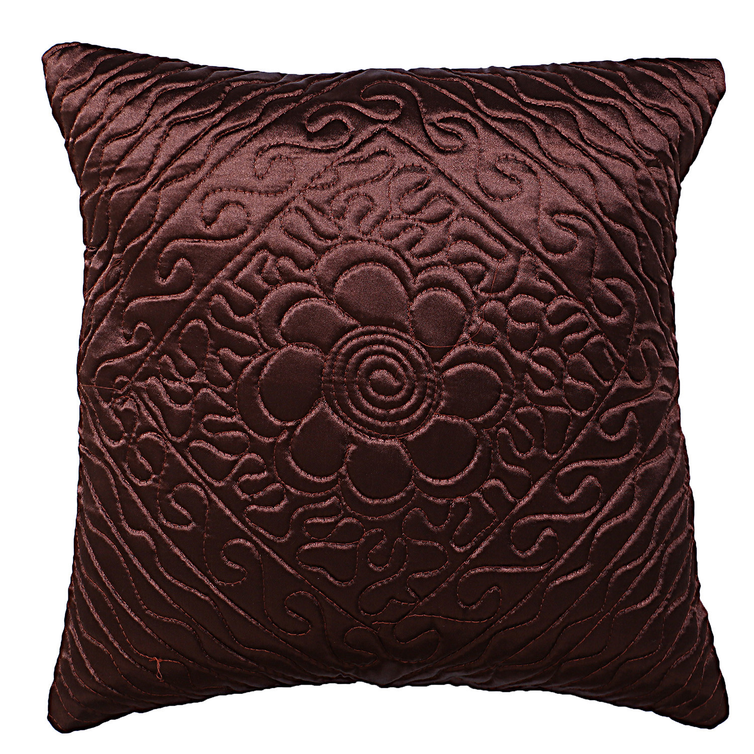 Kuber Industries Embossed Flower Print Cushion Cover|Ractangle Cushion Covers|Sofa Cushion Covers|Cushion Covers 16 inch x 16 inch|Cushion Cover Set of 5 (Brown)