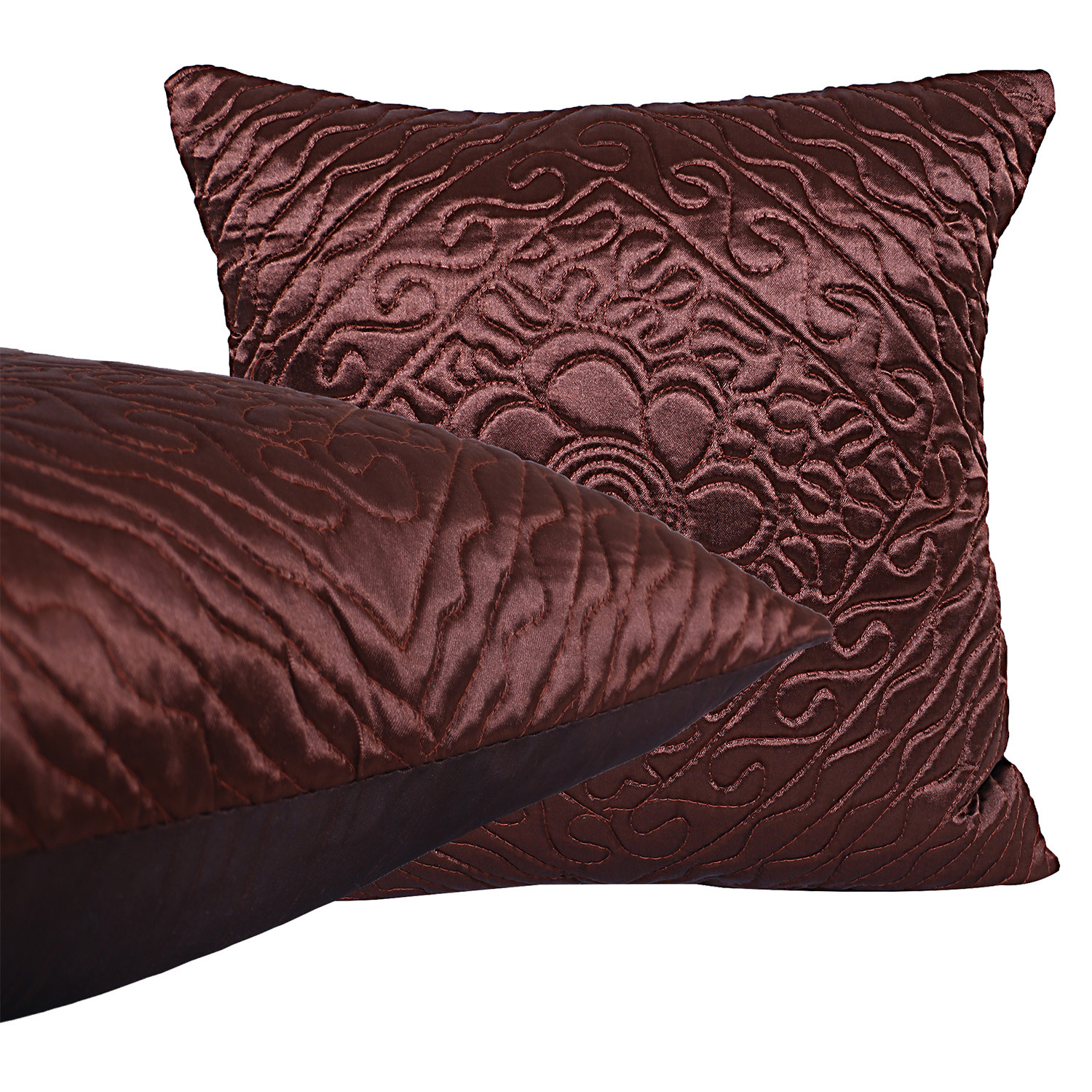 Kuber Industries Embossed Flower Print Cushion Cover|Ractangle Cushion Covers|Sofa Cushion Covers|Cushion Covers 16 inch x 16 inch|Cushion Cover Set of 5 (Brown)