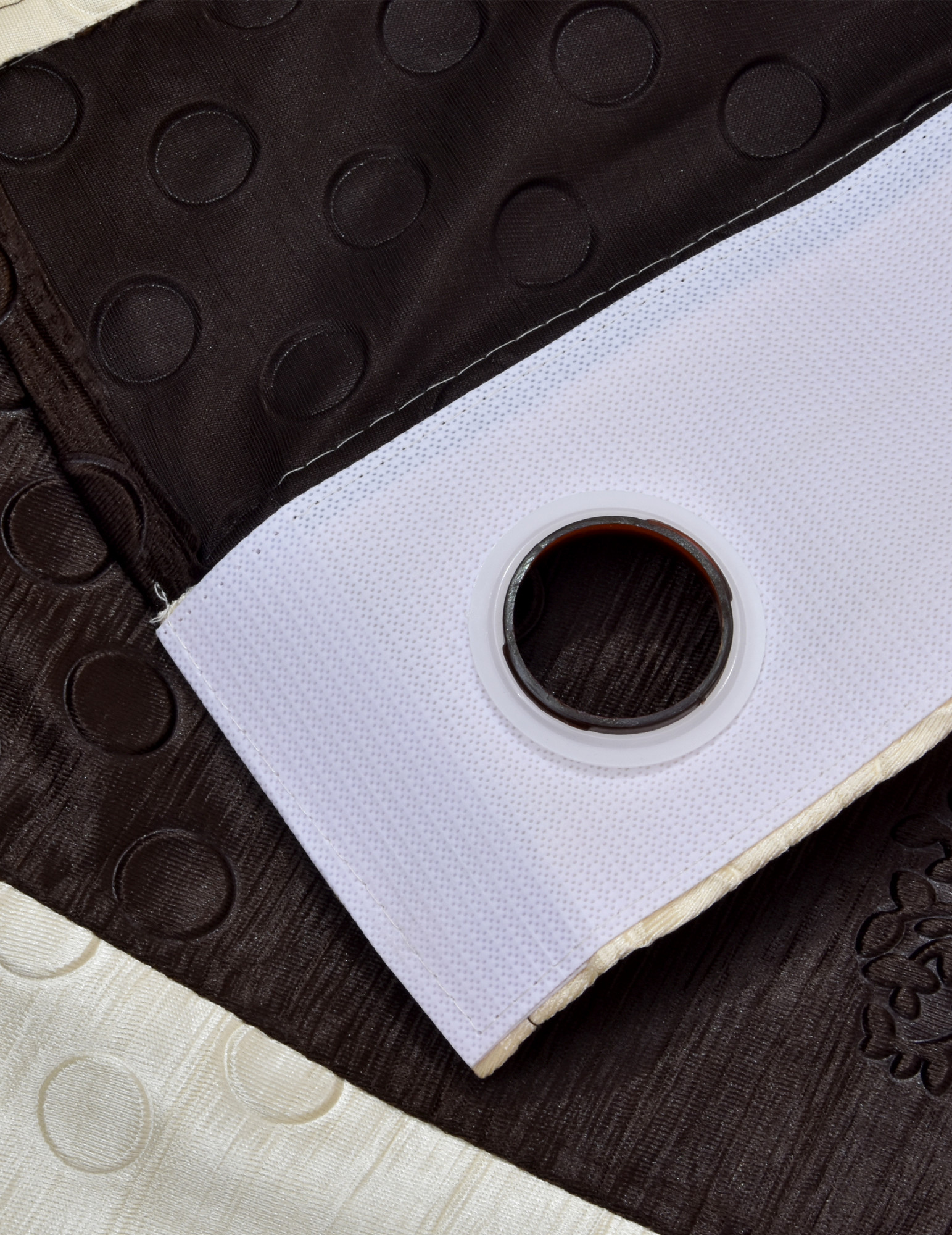 Kuber Industries Embossed Print Silk Room Darkening Blackout Door Curtain, 7 Feet (Brown & Cream)