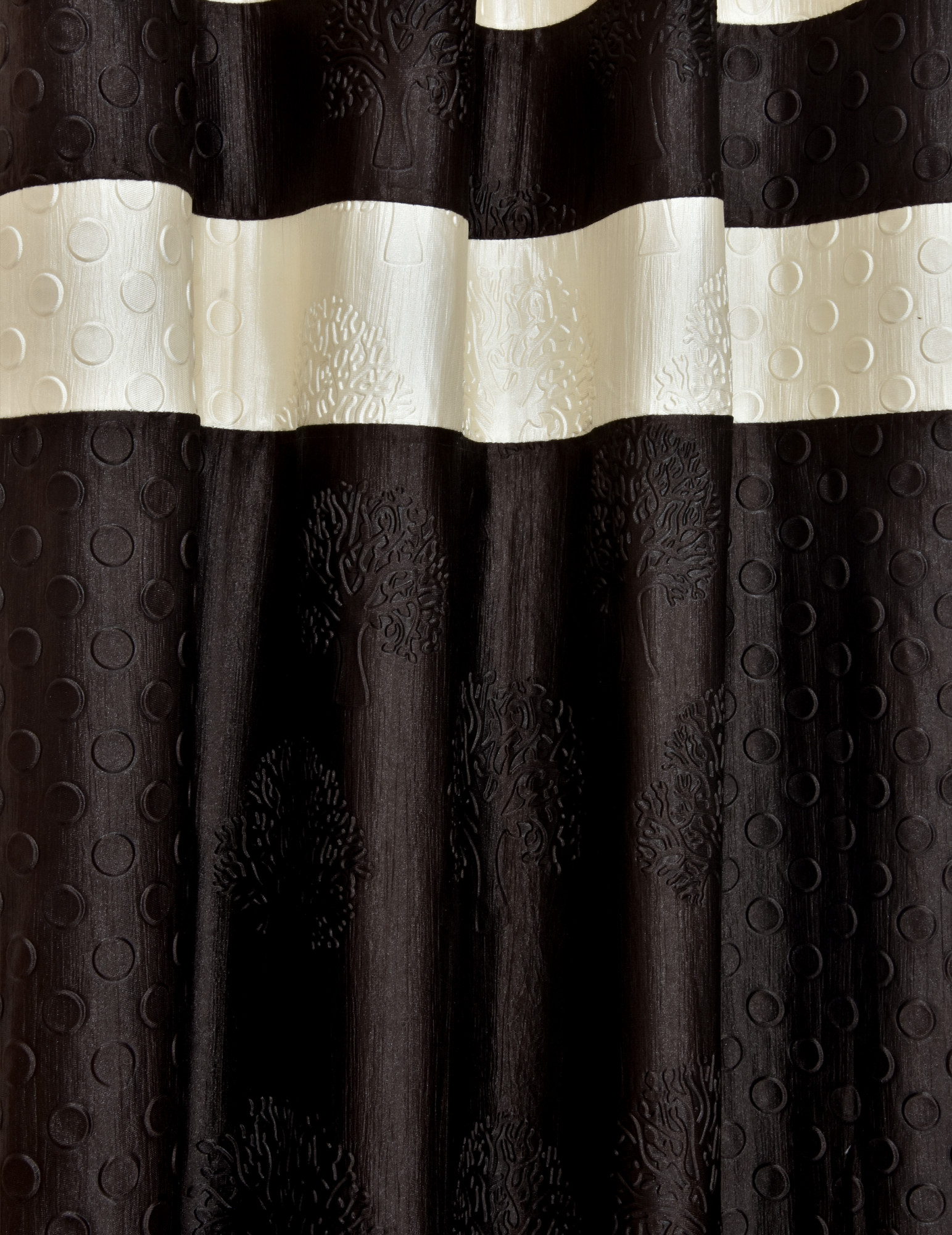 Kuber Industries Embossed Print Silk Room Darkening Blackout Door Curtain, 7 Feet (Brown & Cream)