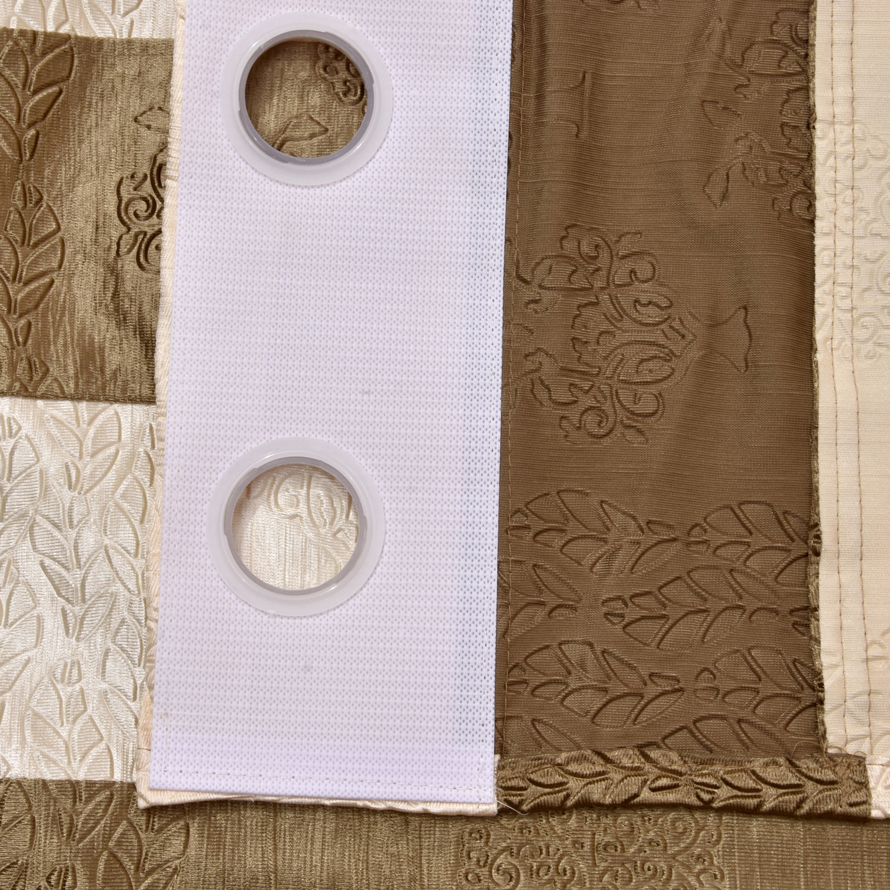 Kuber Industries Embossed Print Silk Room Darkening Blackout Door Curtain, 7 Feet (Gold & Cream)