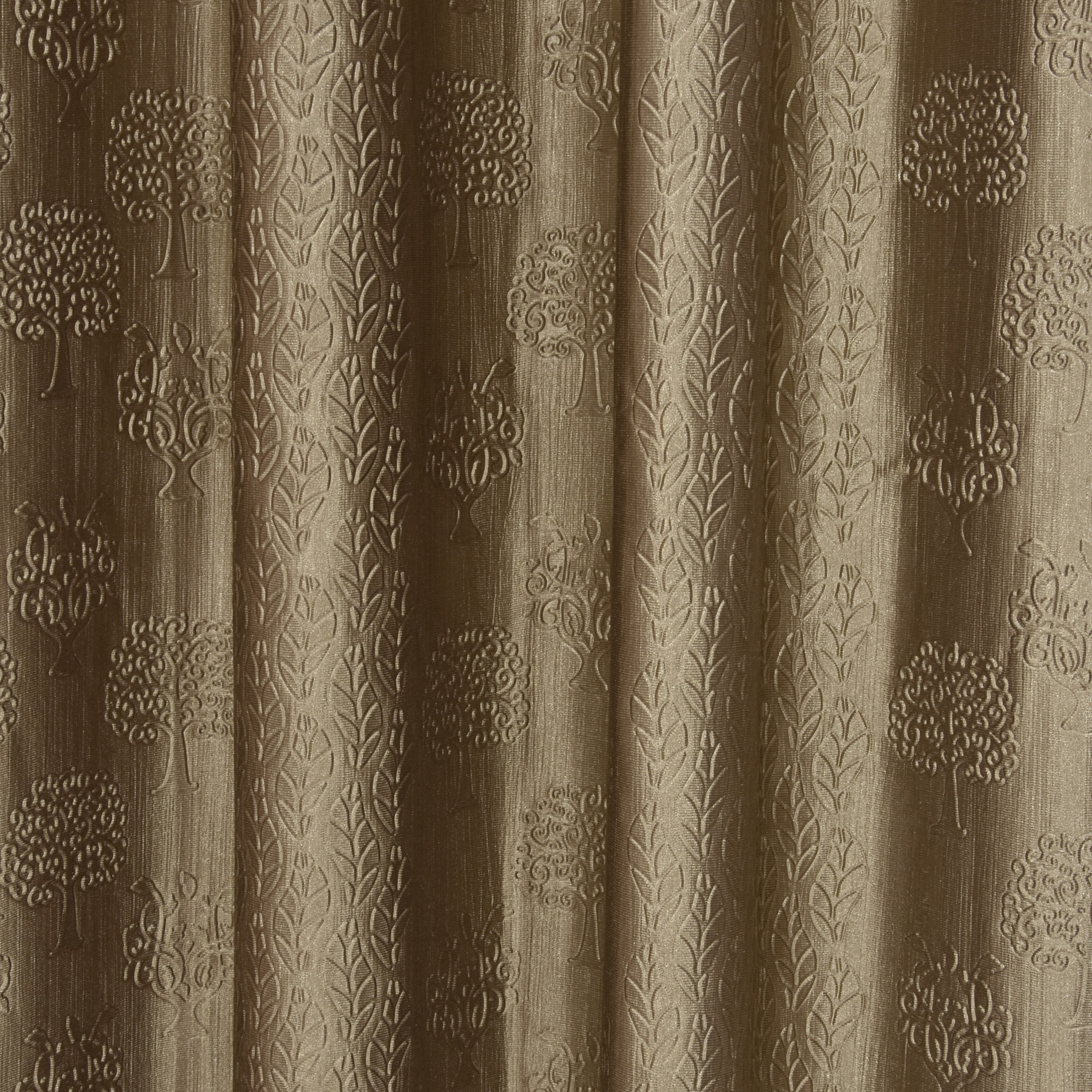 Kuber Industries Embossed Print Silk Room Darkening Blackout Door Curtain, 7 Feet (Gold & Cream)