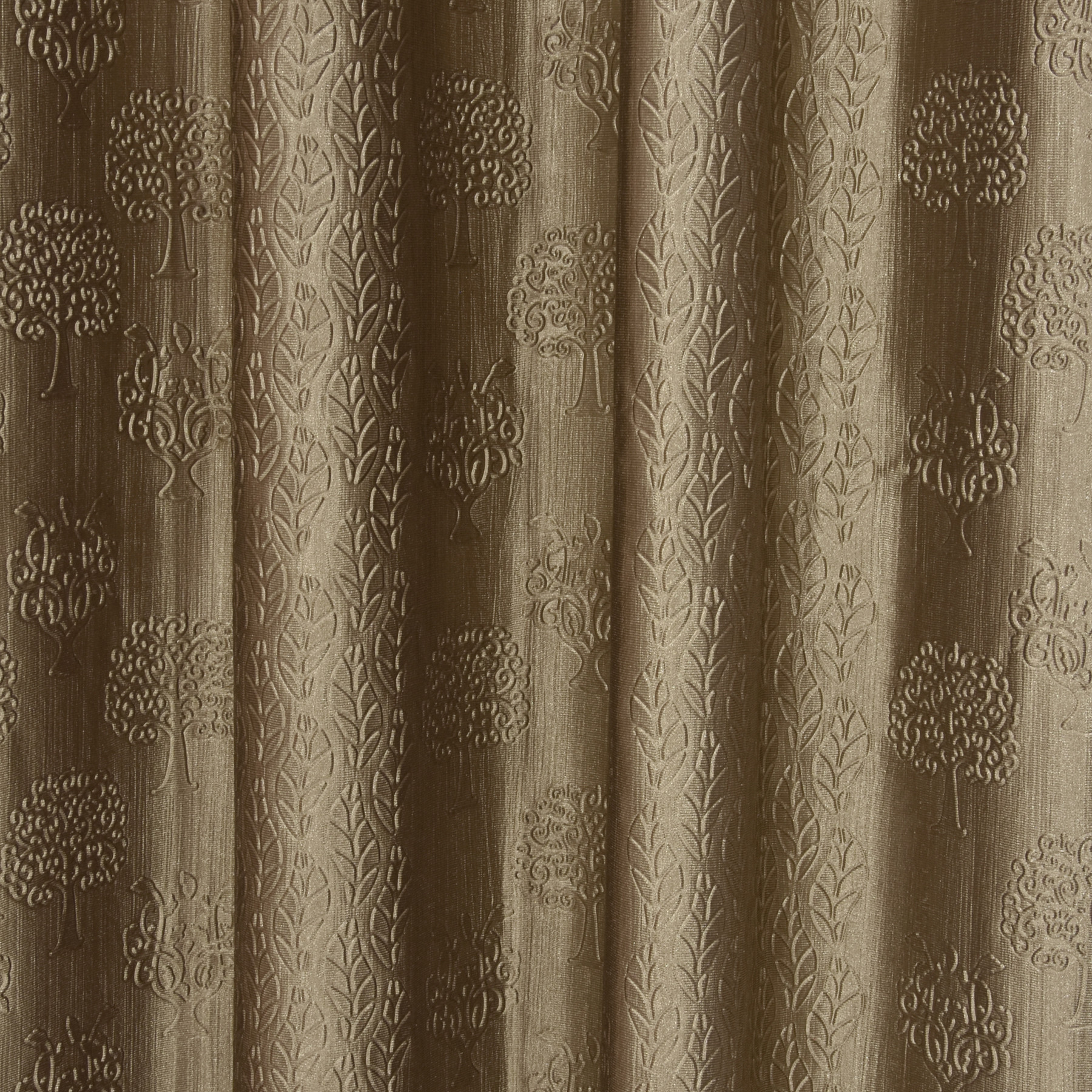 Kuber Industries Embossed Print Silk Room Darkening Blackout Door Curtain, 7 Feet (Gold & Cream)