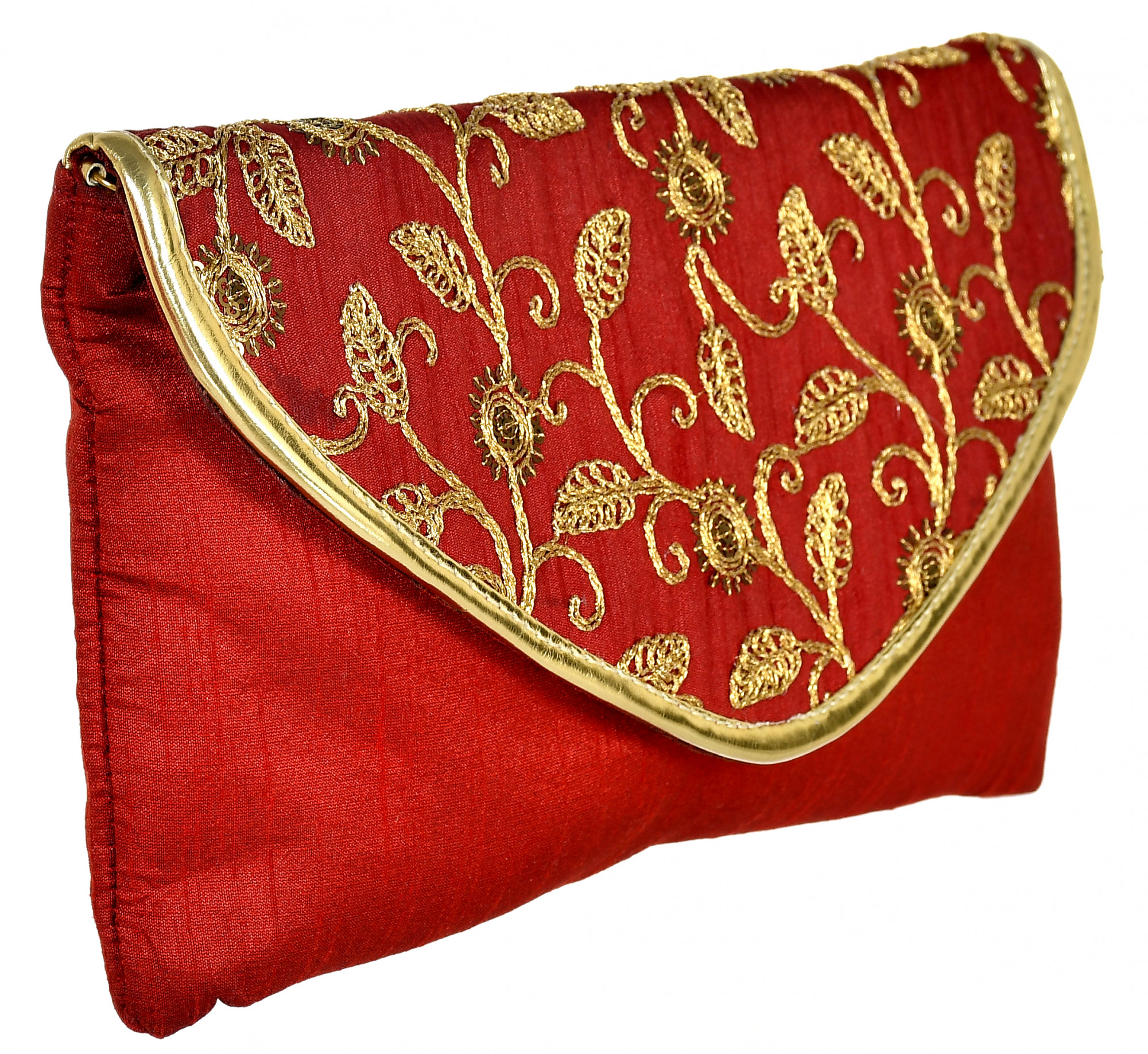 Kuber Industries Embroidered Crossbody Purse for Women- Small Crossover Cross Body Bag Long Over the Shoulder Sling Womens Purses And HAndbags (Red)