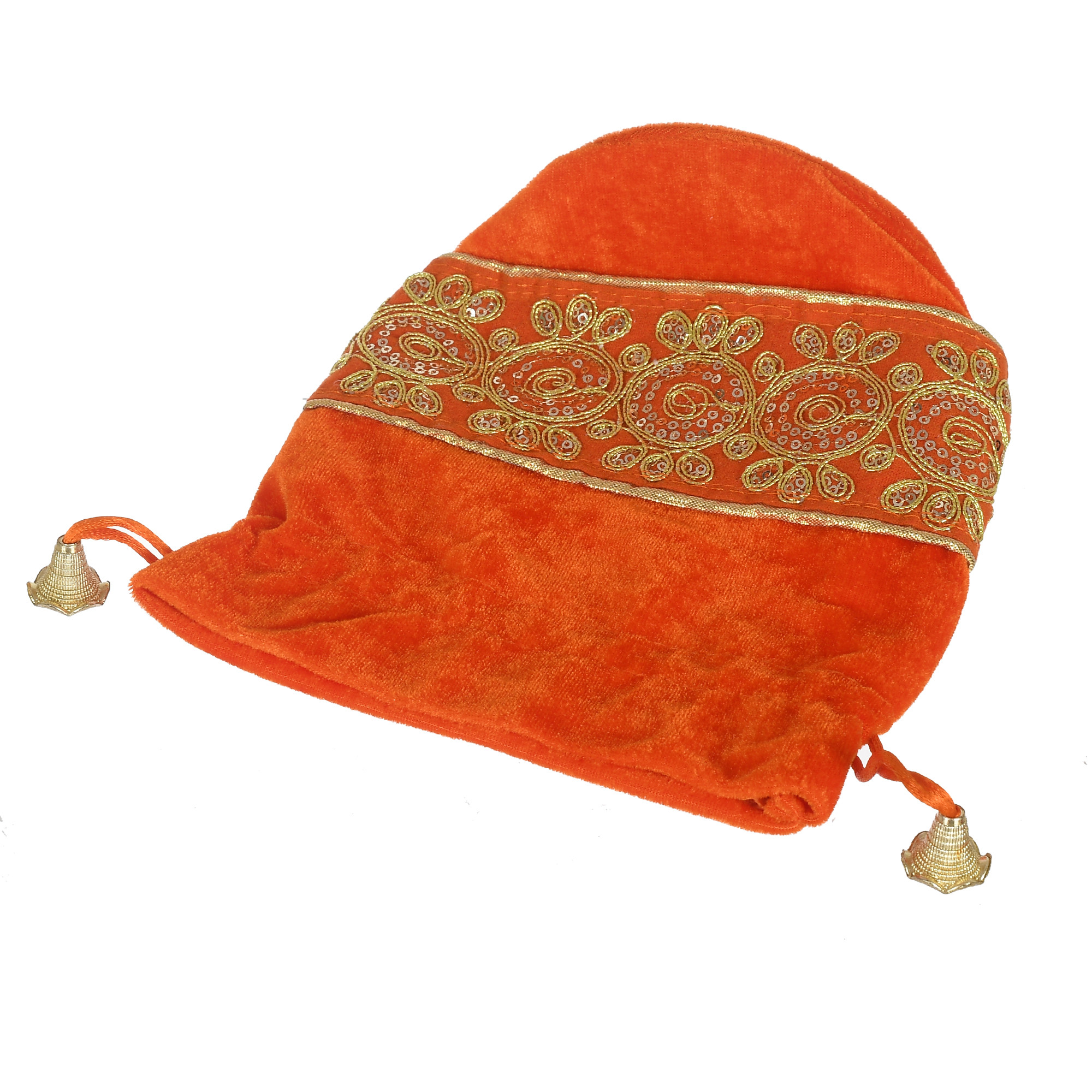 Kuber Industries Embroidered Design Drawstring Potli Bag Party Wedding Favor Gift Jewelry Bags-(Blue & Orange)