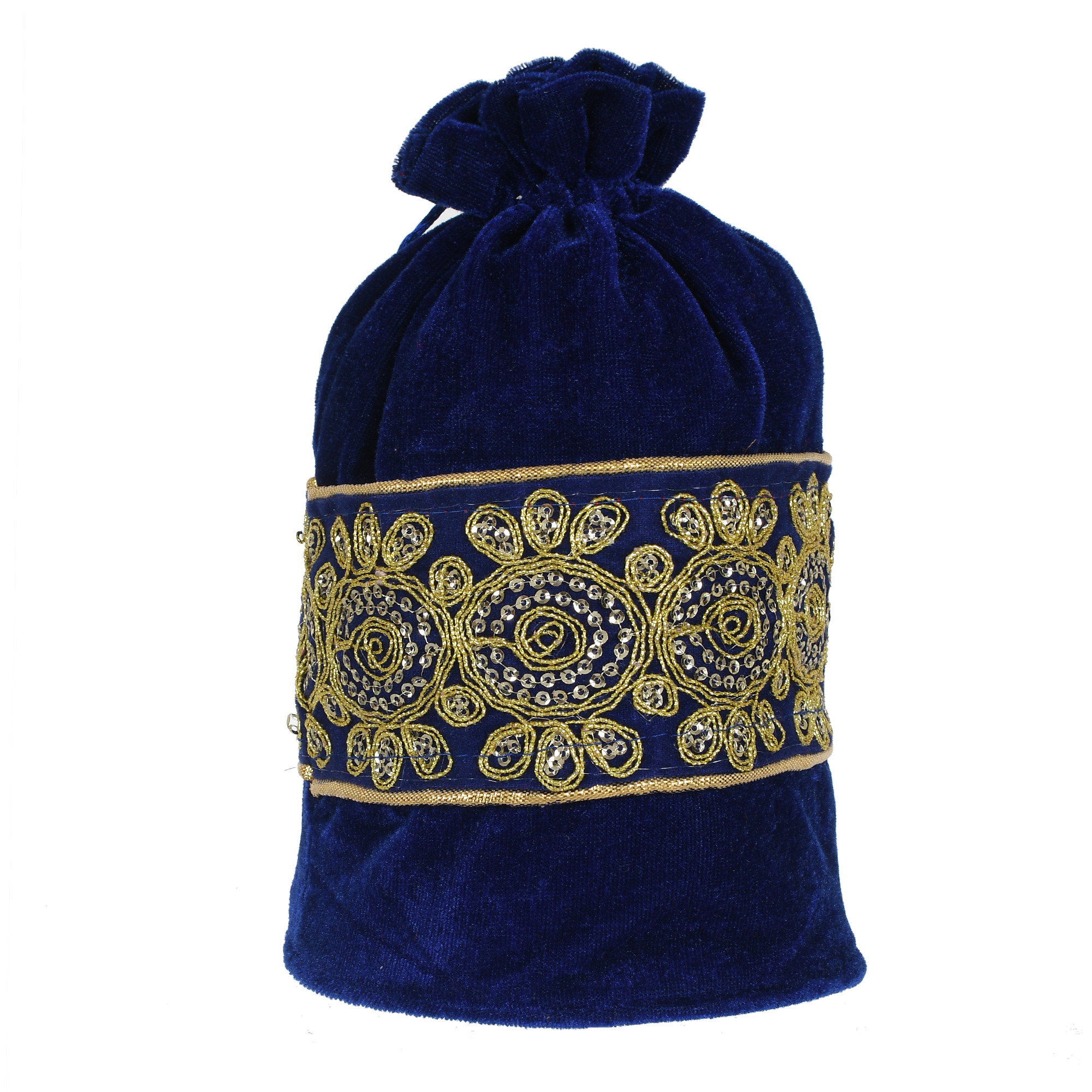 Kuber Industries Embroidered Design Drawstring Potli Bag Party Wedding Favor Gift Jewelry Bags-(Blue & Pink & Orange)