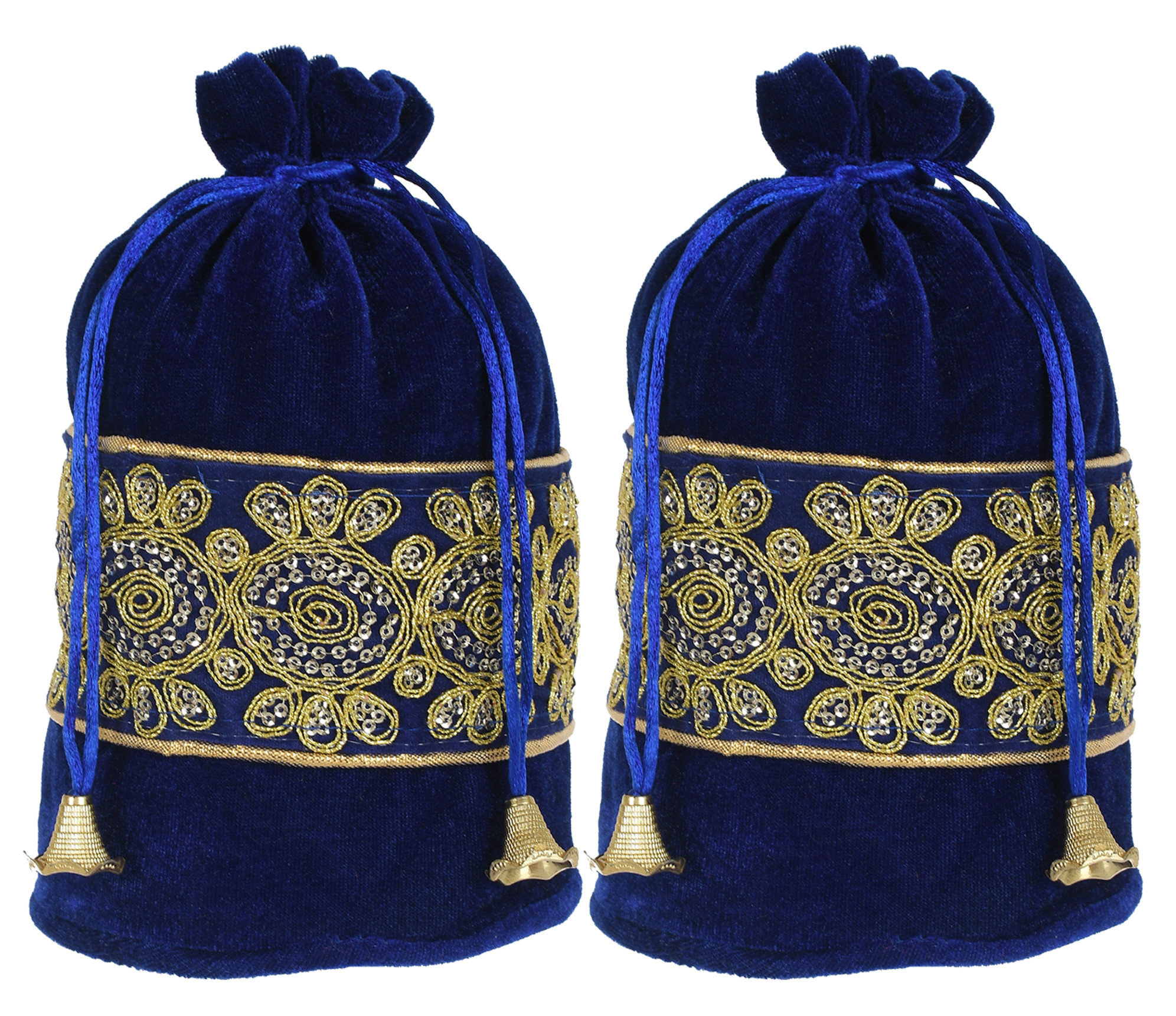 Kuber Industries Embroidered Design Drawstring Potli Bag Party Wedding Favor Gift Jewelry Bags-(Blue)