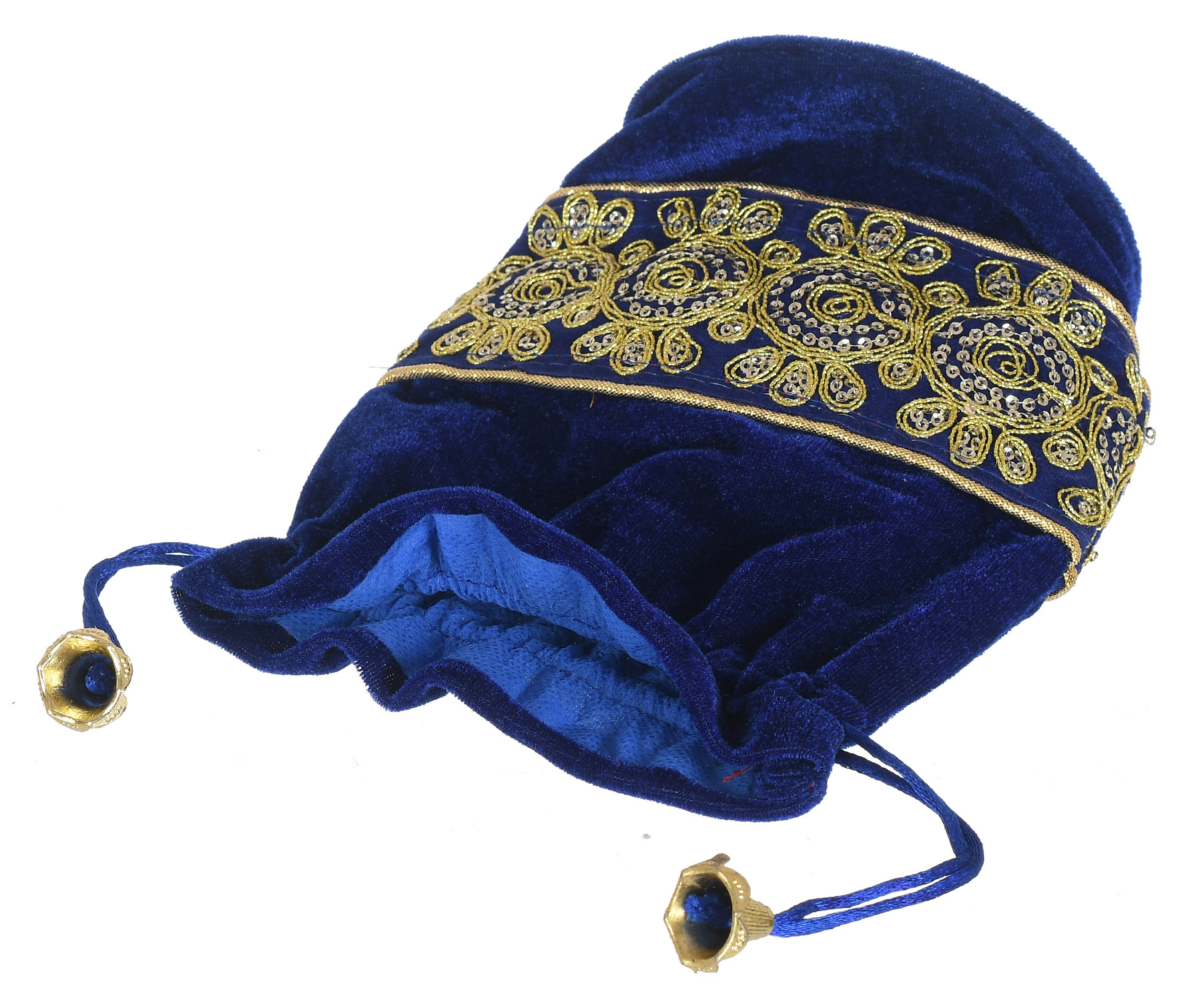 Kuber Industries Embroidered Design Drawstring Potli Bag Party Wedding Favor Gift Jewelry Bags-(Blue)