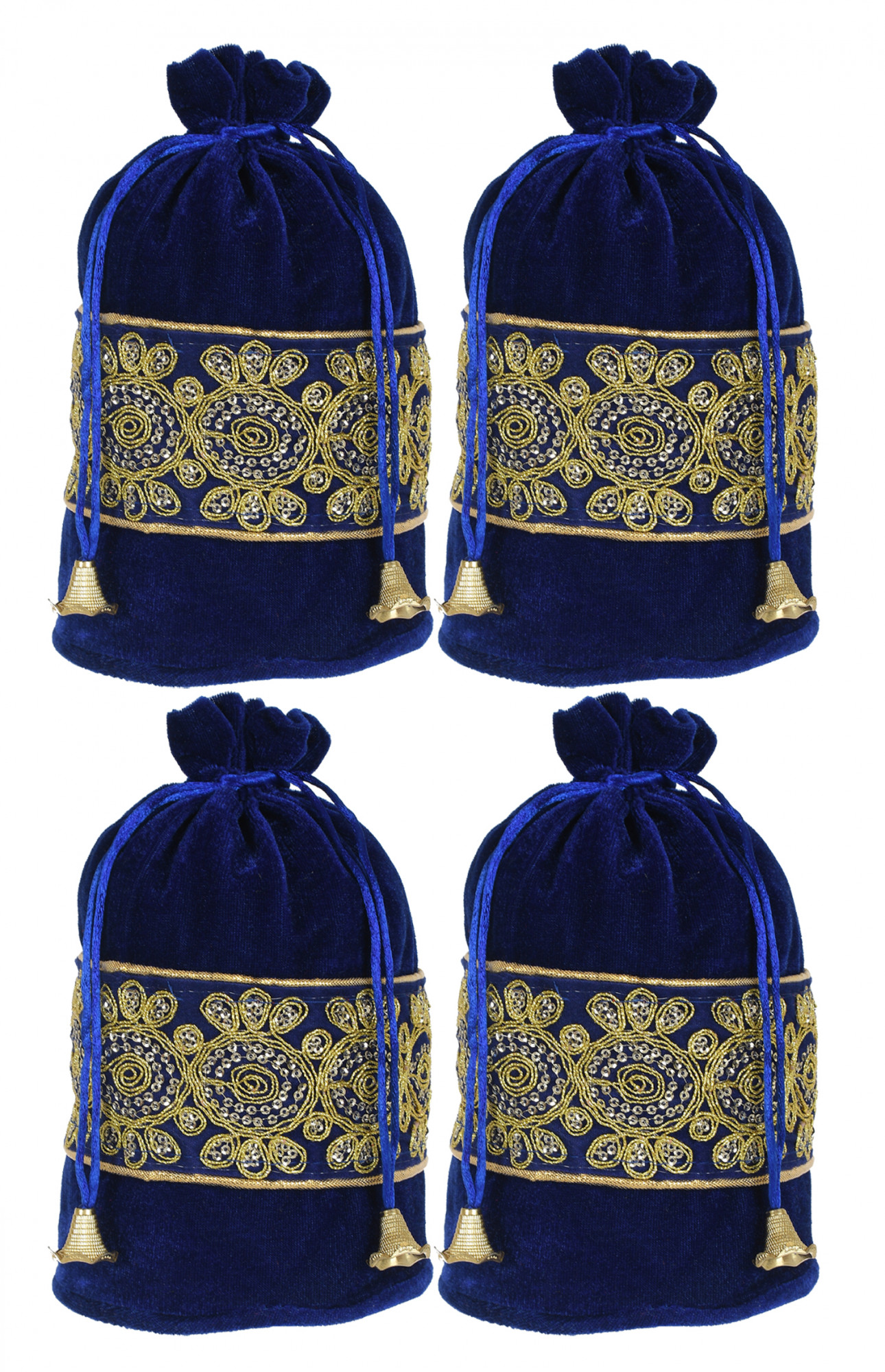 Kuber Industries Embroidered Design Drawstring Potli Bag Party Wedding Favor Gift Jewelry Bags-(Blue)