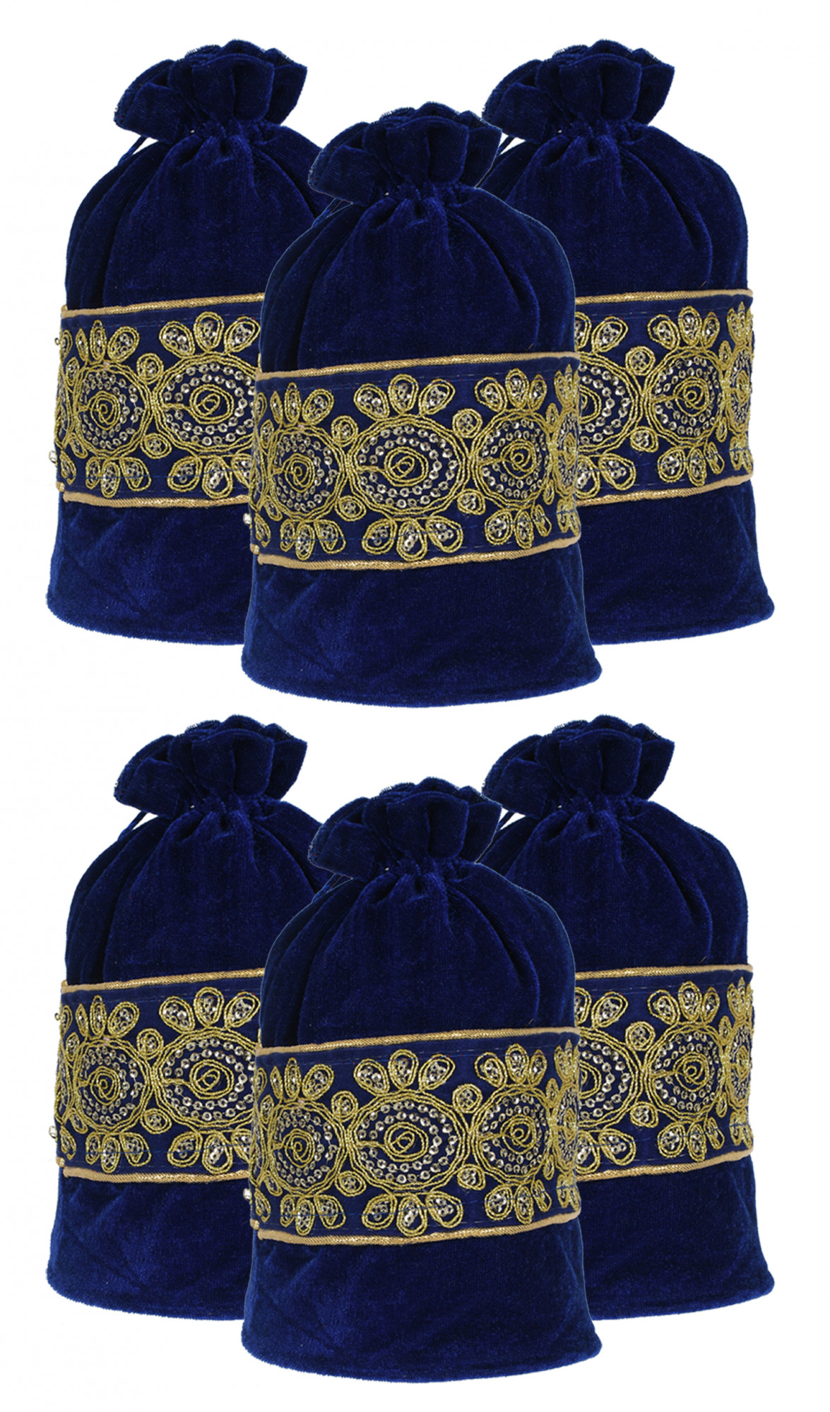 Kuber Industries Embroidered Design Drawstring Potli Bag Party Wedding Favor Gift Jewelry Bags-(Blue)