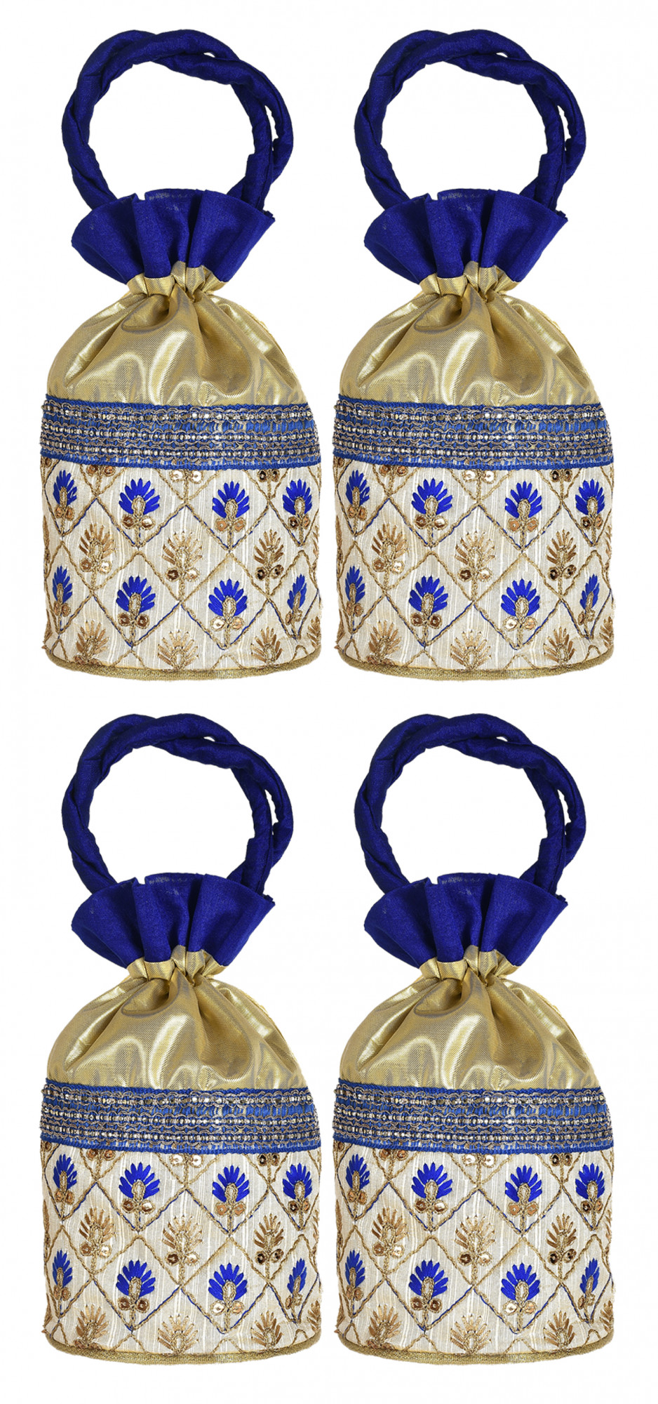Kuber Industries Embroidered Design Drawstring Potli Bag Party Wedding Favor Gift Jewelry Bags-(Blue)