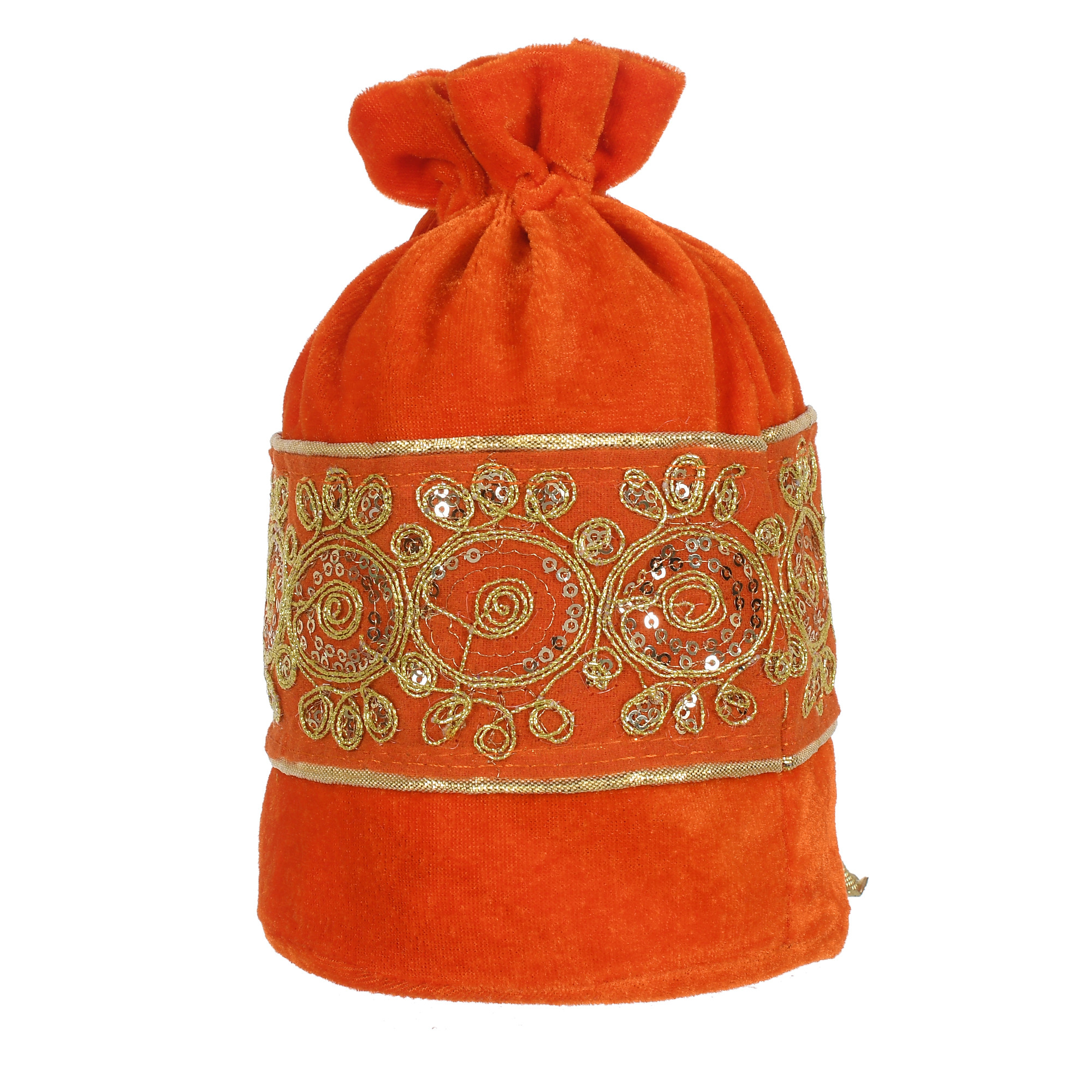 Kuber Industries Embroidered Design Drawstring Potli Bag Party Wedding Favor Gift Jewelry Bags-(Orange & Red)