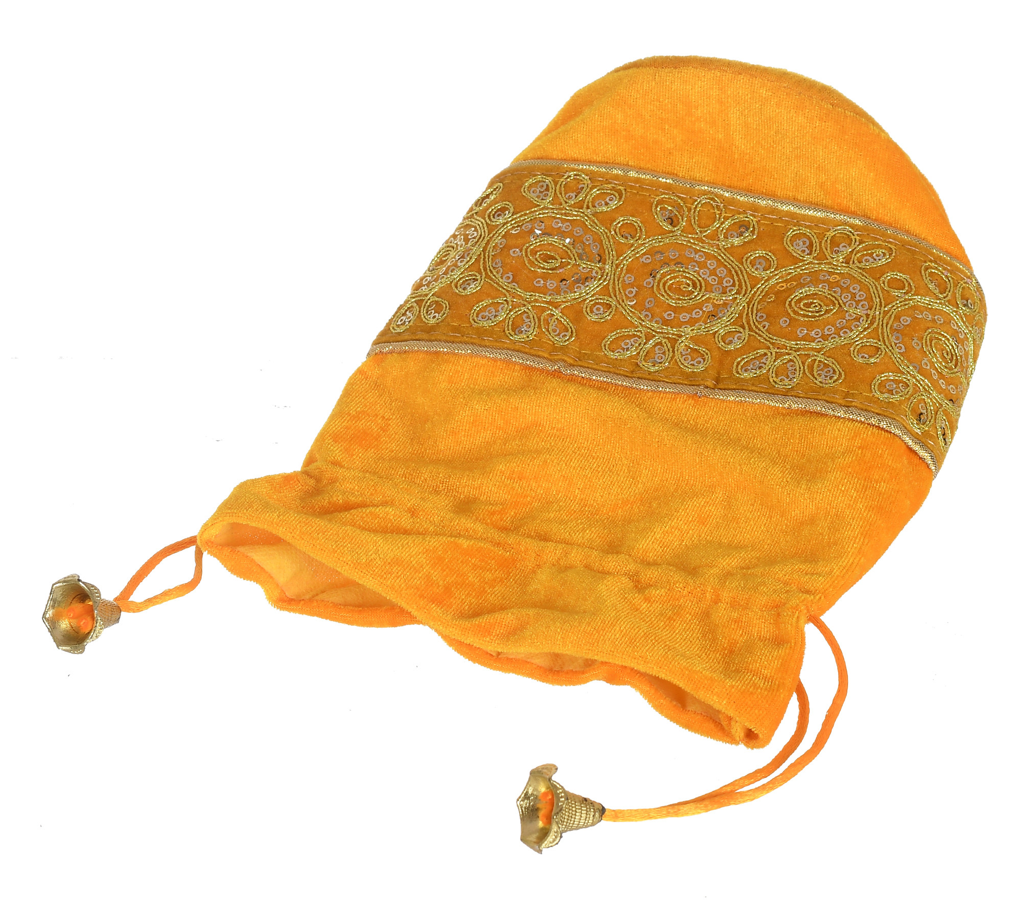 Kuber Industries Embroidered Design Drawstring Potli Bag Party Wedding Favor Gift Jewelry Bags-(Orange & Pink & Yellow)