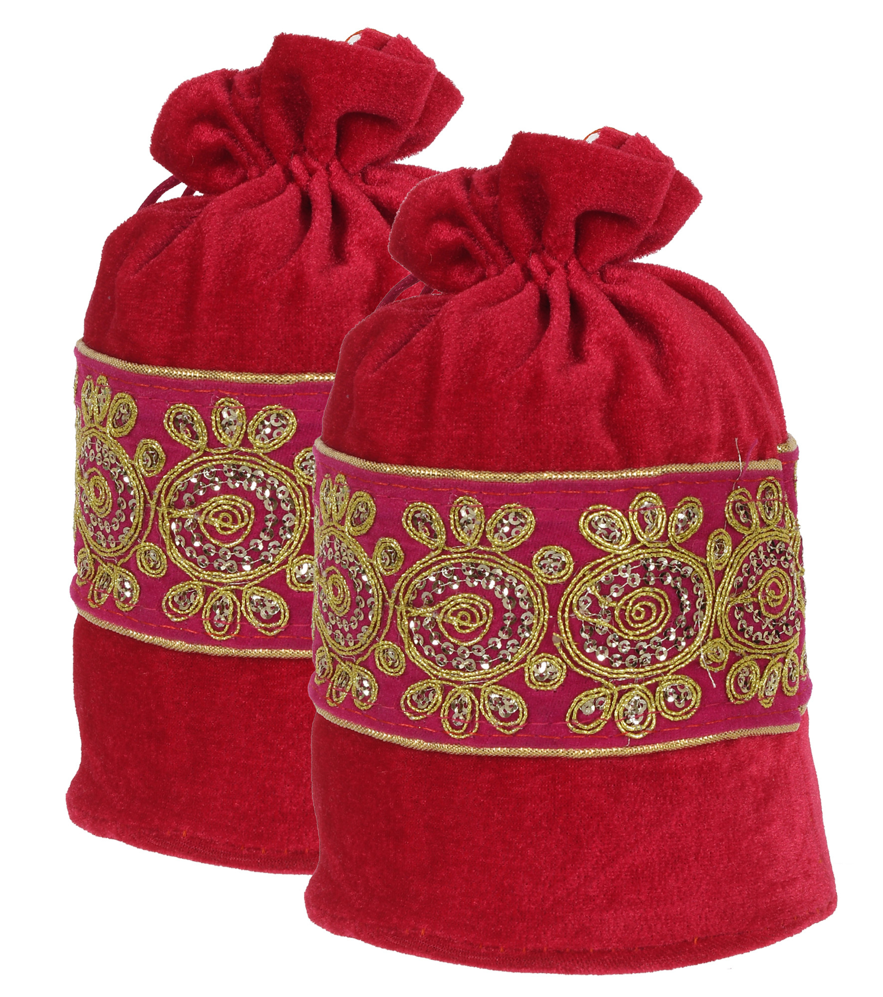 Kuber Industries Embroidered Design Drawstring Potli Bag Party Wedding Favor Gift Jewelry Bags-(Pink)