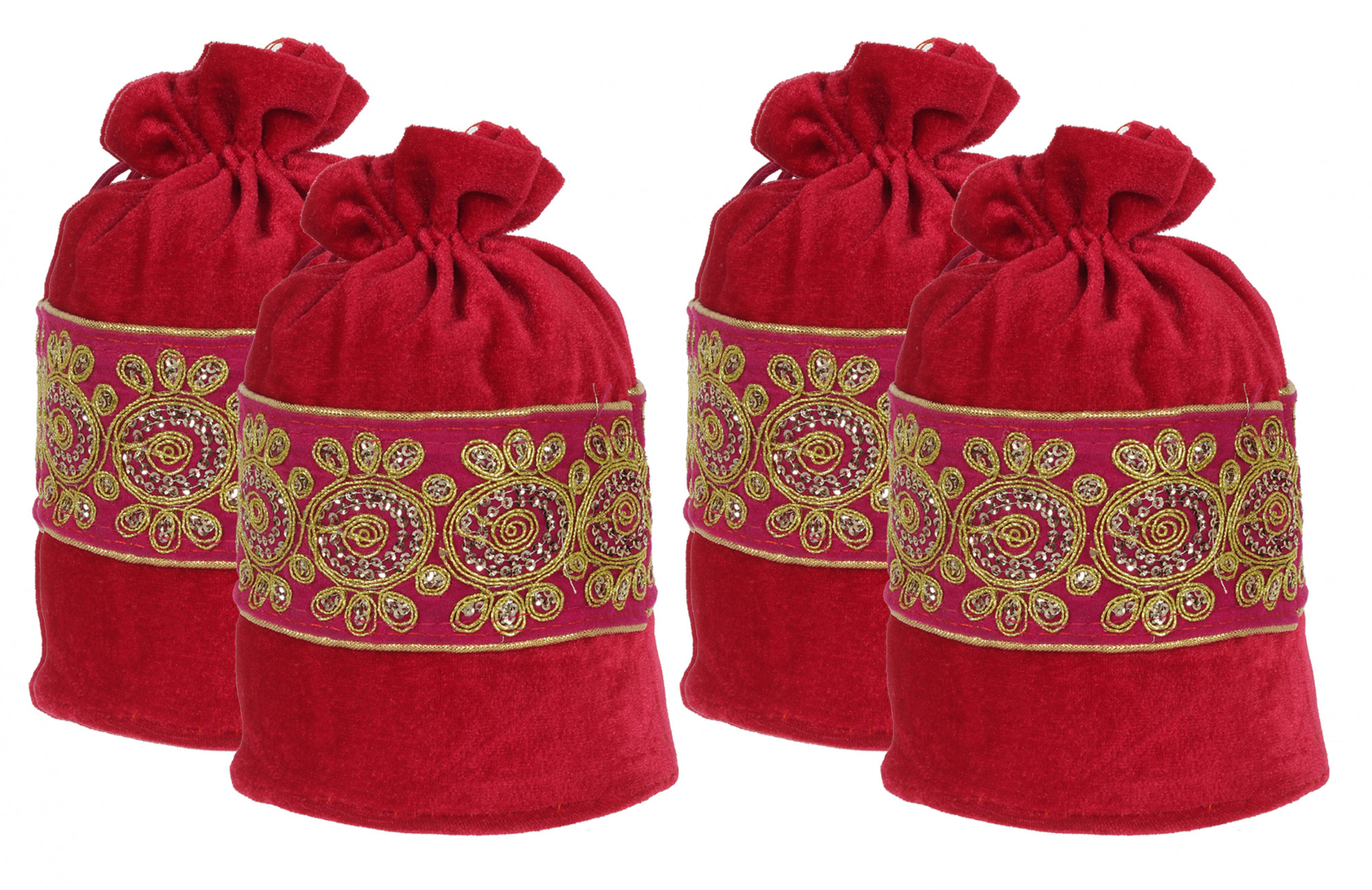 Kuber Industries Embroidered Design Drawstring Potli Bag Party Wedding Favor Gift Jewelry Bags-(Pink)