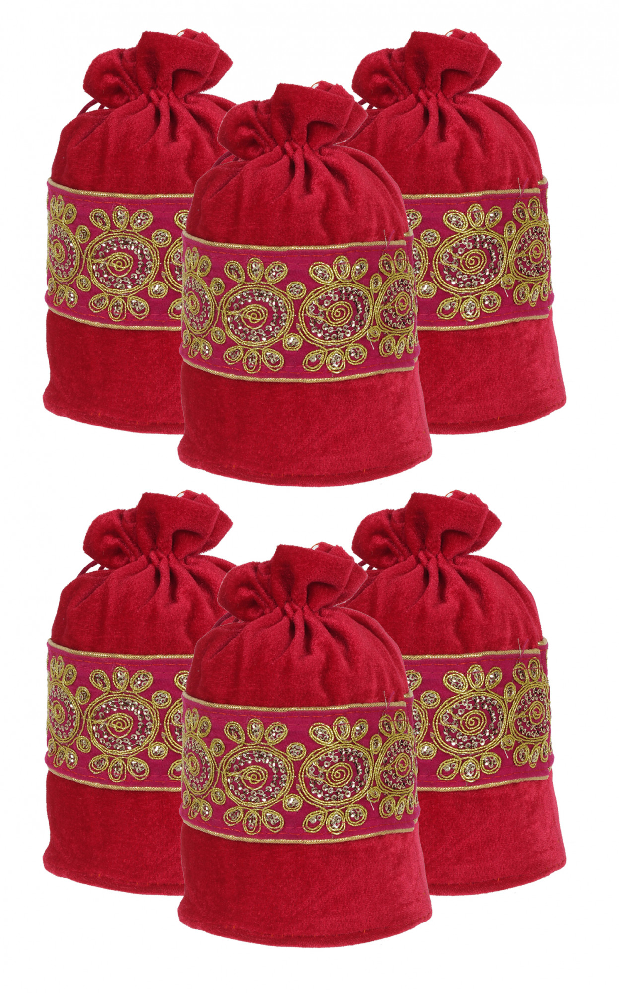 Kuber Industries Embroidered Design Drawstring Potli Bag Party Wedding Favor Gift Jewelry Bags-(Pink)