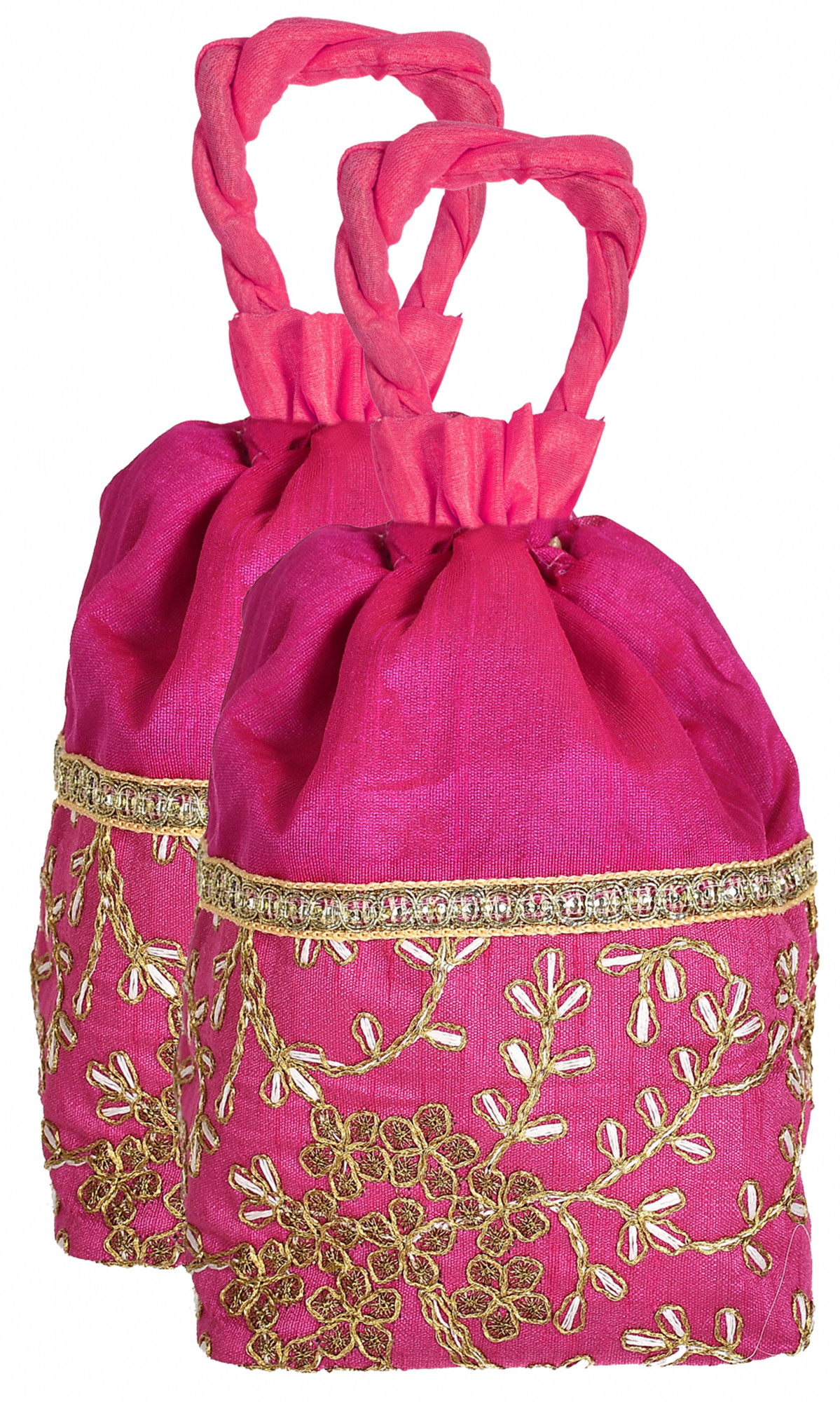 Kuber Industries Embroidered Design Drawstring Potli Bag Party Wedding Favor Gift Jewelry Bags-(Pink)