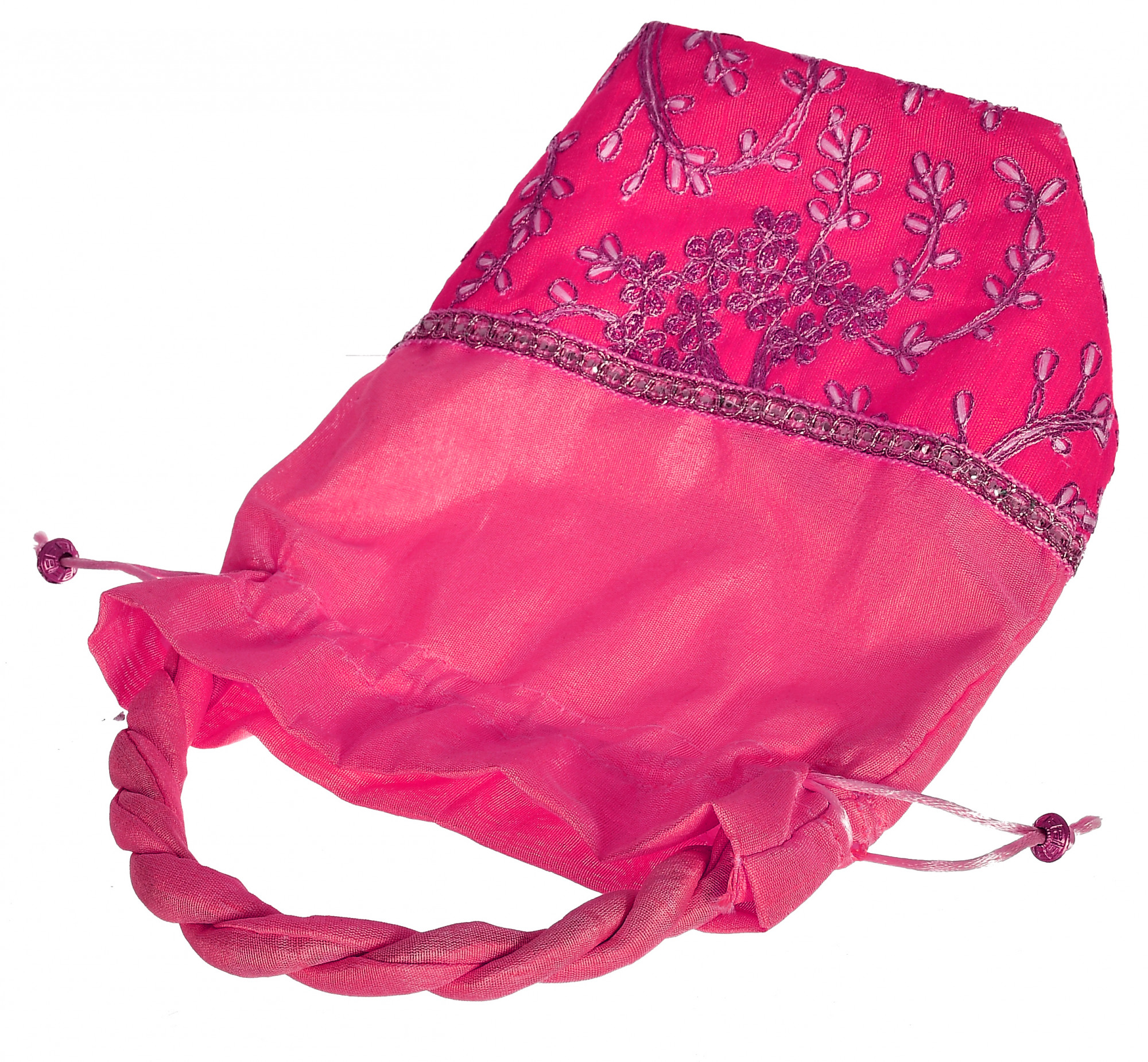 Kuber Industries Embroidered Design Drawstring Potli Bag Party Wedding Favor Gift Jewelry Bags-(Pink)
