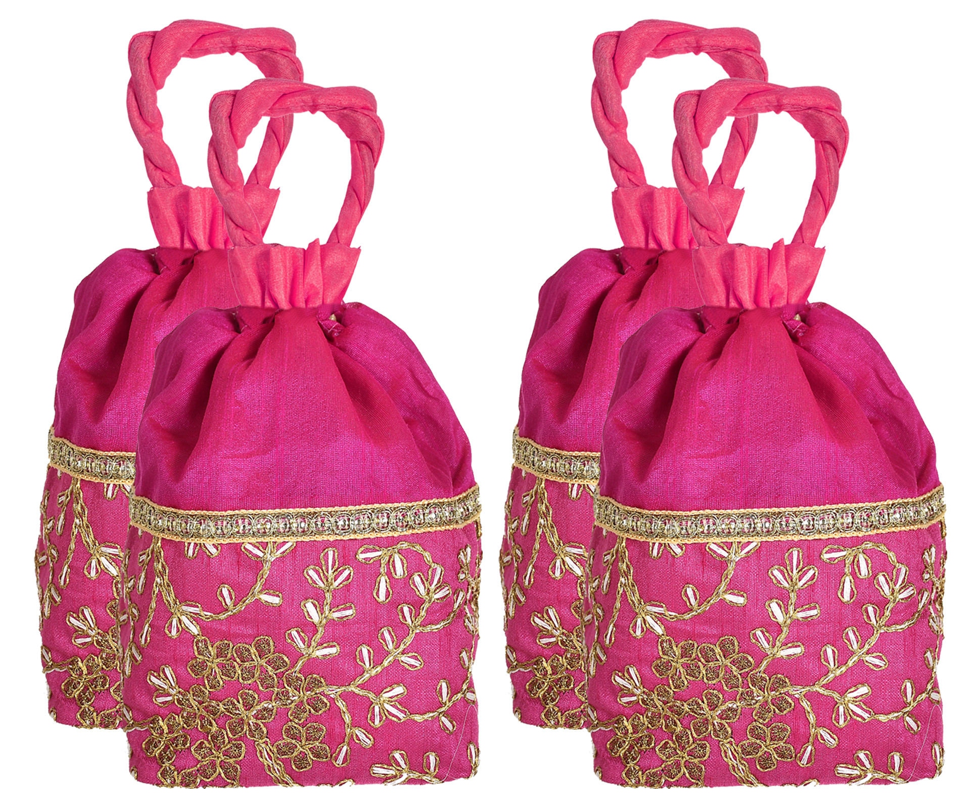 Kuber Industries Embroidered Design Drawstring Potli Bag Party Wedding Favor Gift Jewelry Bags-(Pink)