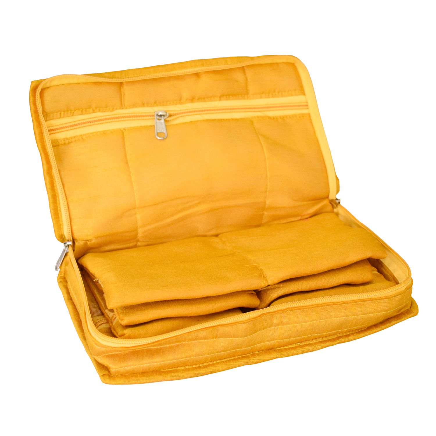 Kuber Industries Embroidery Design Portable Jewellery Organizer With 6 Tranasparent Pockets For Keeps Your Jewellery,Earrings, Pendants Organized And Secure (Yellow)