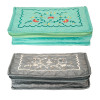 Kuber Industries Embroidery Design Portable Jewellery Organizer With 6 Tranasparent Pockets For Keeps Your Jewellery,Earrings, Pendants Organized And Secure- Pack of 2 (Green &amp; Grey)