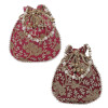 Kuber Industries Embroidery Drawstring Potli|Hand Purse With Gold Pearl Border &amp; Handle For Woman,Girls Pack of 2 (Red &amp; Maroon)