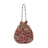 Kuber Industries Embroidery Drawstring Potli|Hand Purse With Gold Pearl Border &amp; Handle For Woman,Girls (Maroon)