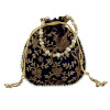 Kuber Industries Embroidery Drawstring Potli|Hand Purse With Gold Pearl Border &amp; Handle For Woman,Girls (Black)