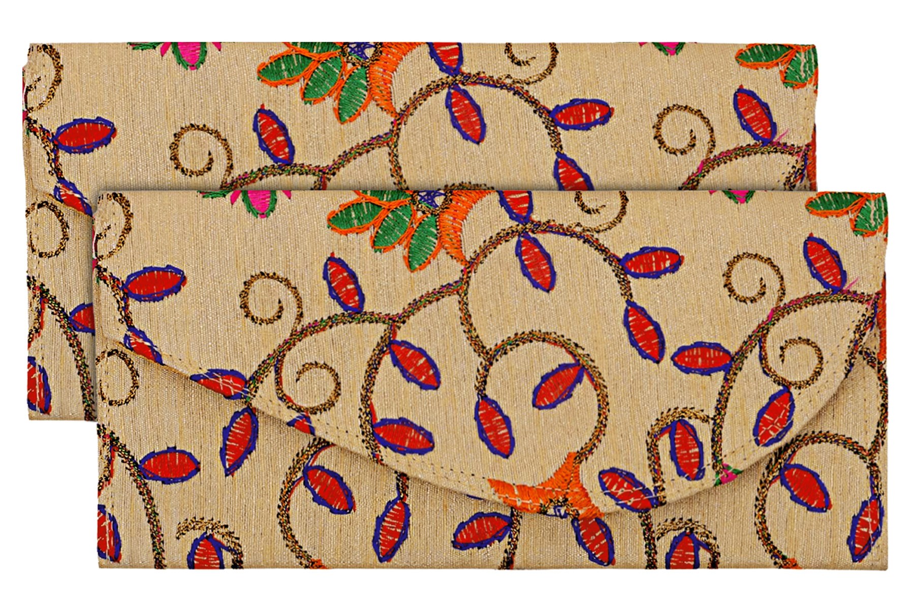 Kuber Industries Embroidery Gift Envelope with Metallic Magnetic Button Closure Shagun Cash Envelopes, Birthdays, Anniversary, Baby Shower(Cream)