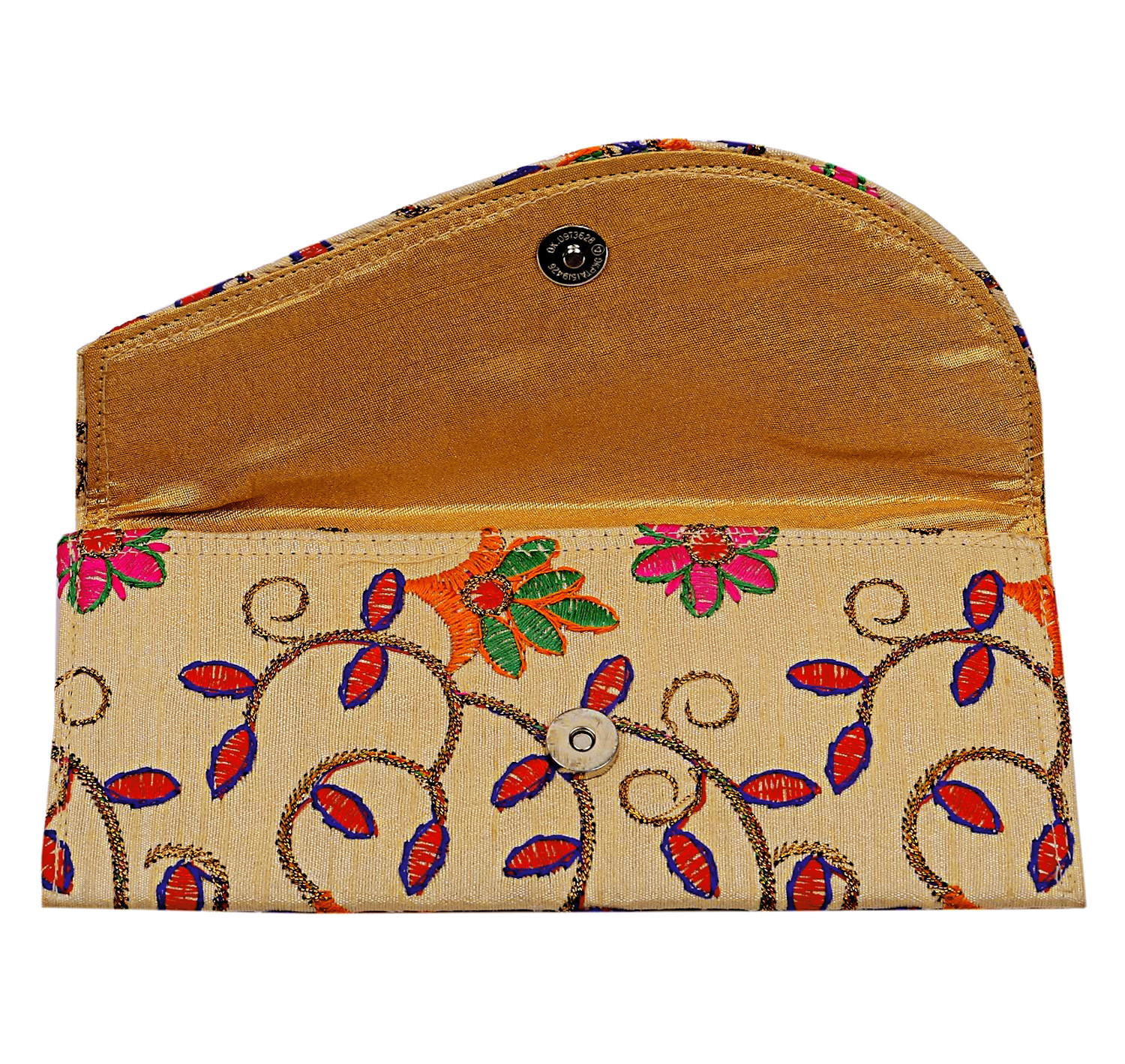 Kuber Industries Embroidery Gift Envelope with Metallic Magnetic Button Closure Shagun Cash Envelopes, Birthdays, Anniversary, Baby Shower(Cream)