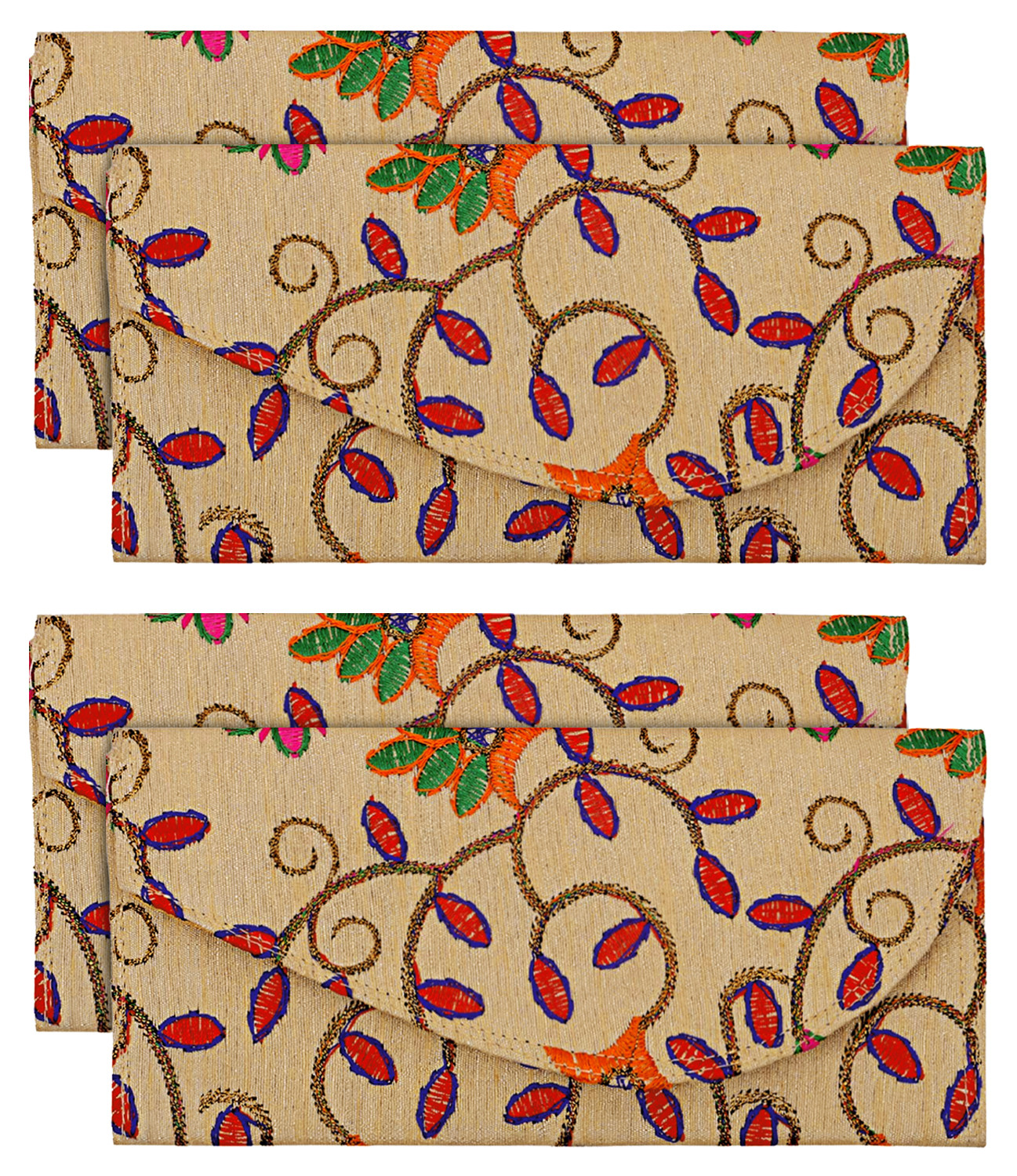 Kuber Industries Embroidery Gift Envelope with Metallic Magnetic Button Closure Shagun Cash Envelopes, Birthdays, Anniversary, Baby Shower(Cream)
