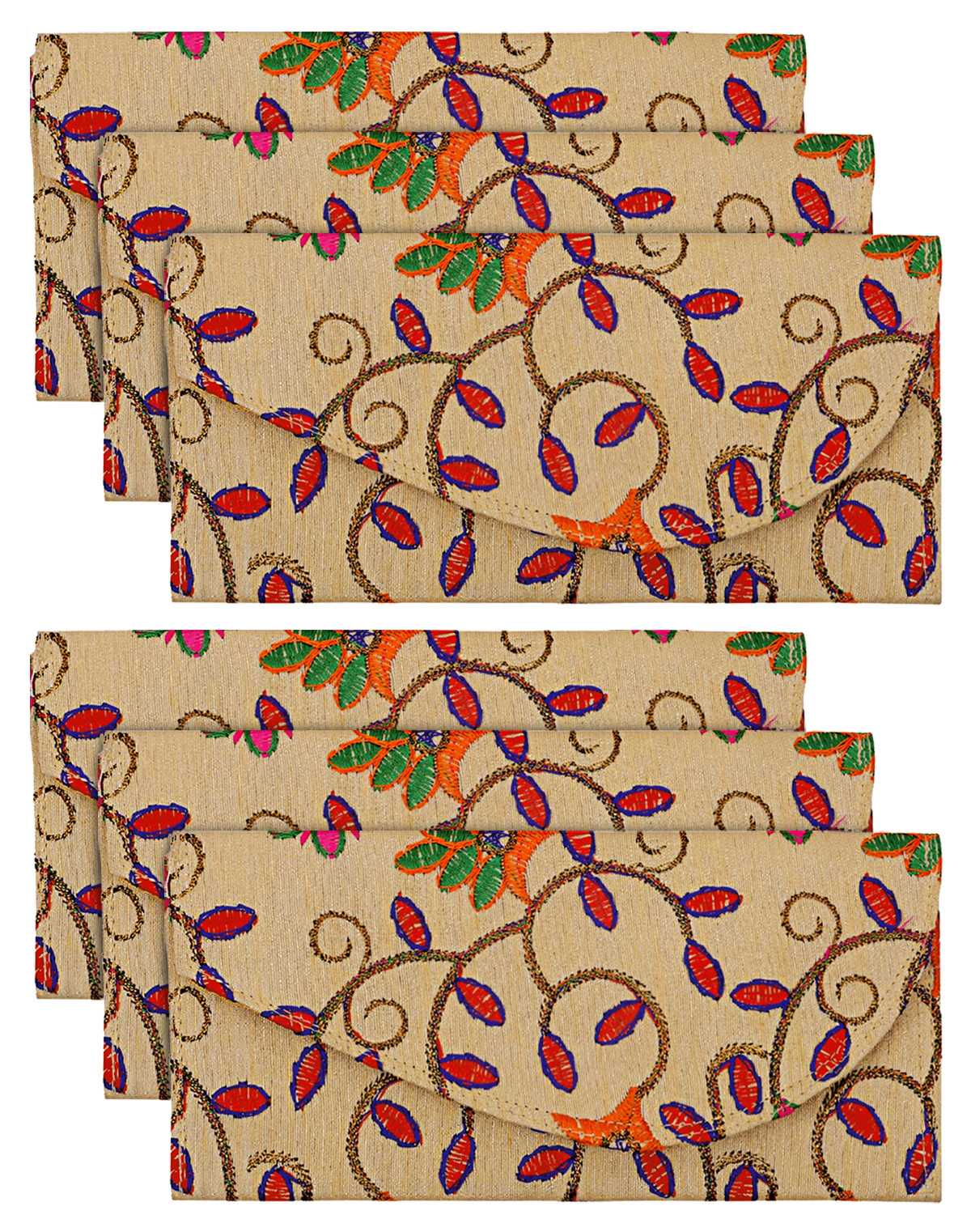 Kuber Industries Embroidery Gift Envelope with Metallic Magnetic Button Closure Shagun Cash Envelopes, Birthdays, Anniversary, Baby Shower(Cream)