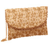 Kuber Industries Embroidery Golden Pearl Border Clutch|Hand Purse &amp; Pearls Handle With Magnetic Lock For Woman,Girls (Peach)