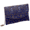 Kuber Industries Embroidery Golden Pearl Border Clutch|Hand Purse &amp; Pearls Handle With Magnetic Lock For Woman,Girls (Blue)