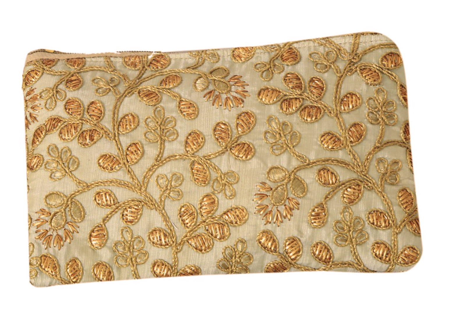 Kuber Industries Embroidery Hand Purse/Wallet For Women- Pack of 2 (Cream)