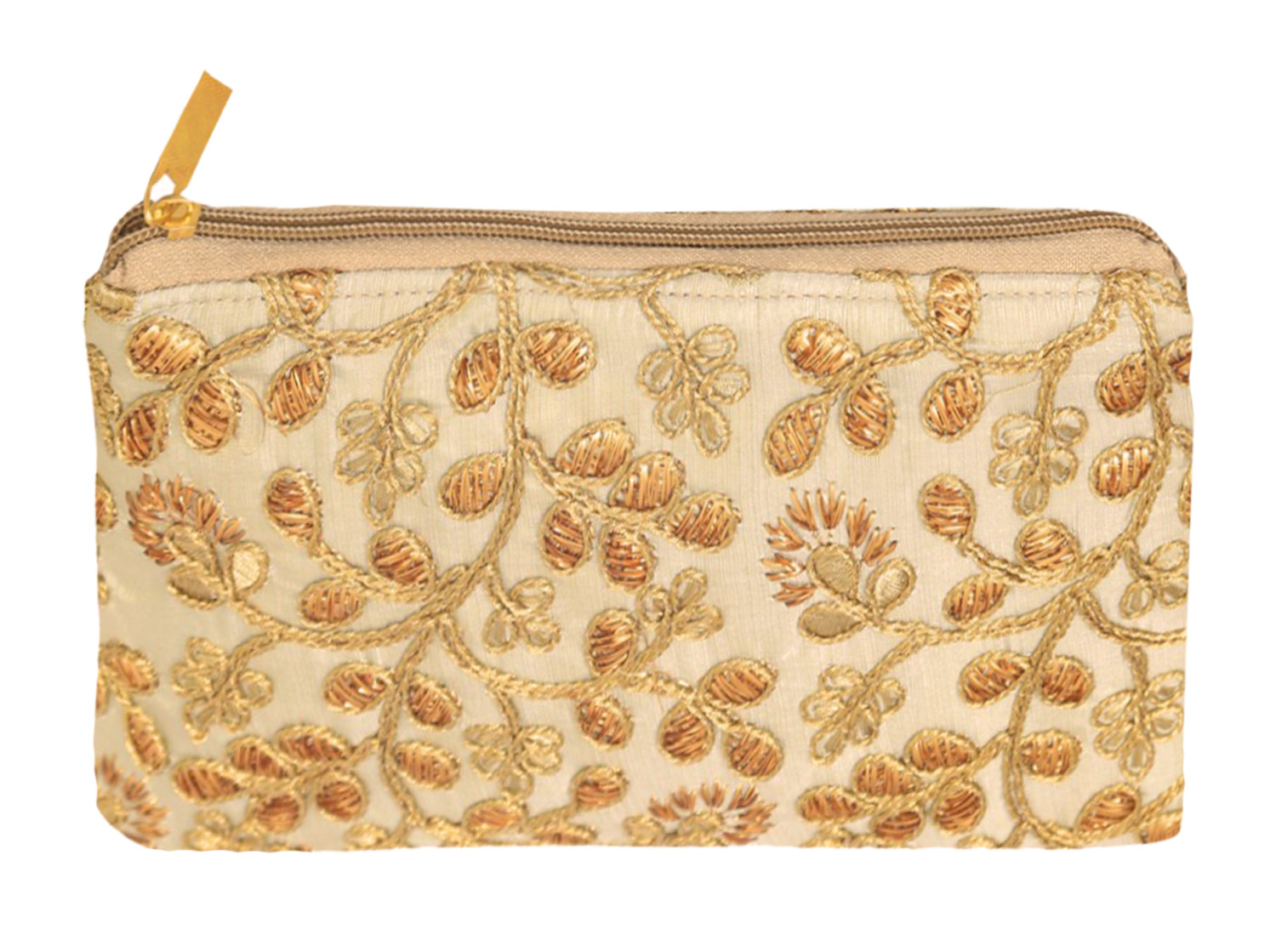 Kuber Industries Embroidery Hand Purse/Wallet For Women- Pack of 2 (Cream)