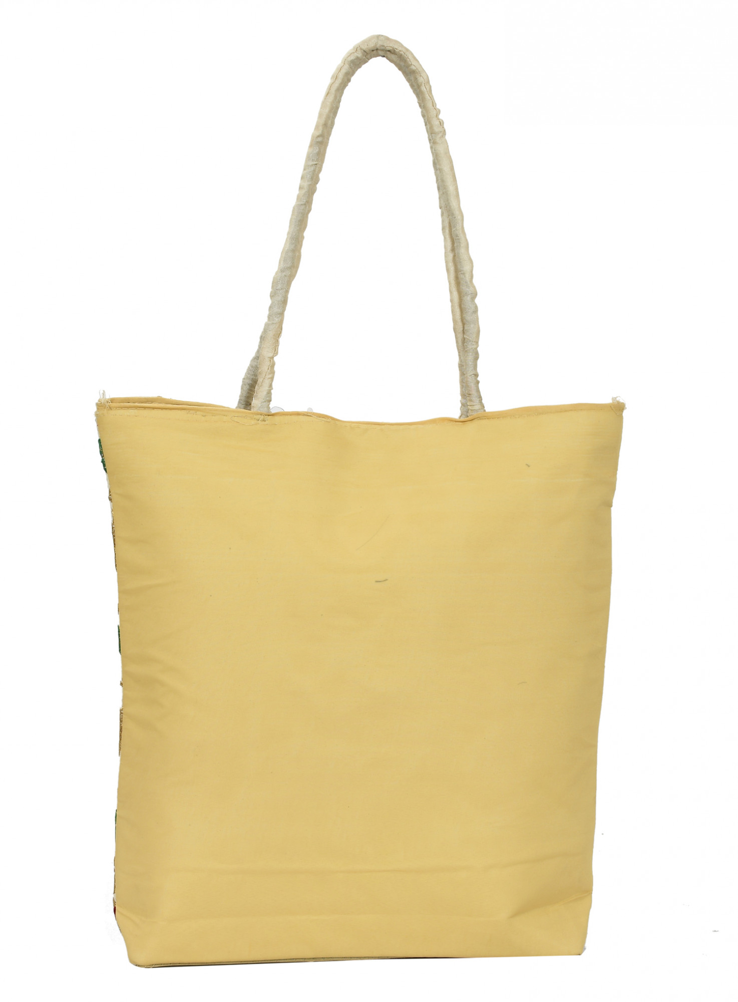 Kuber Industries Embroidery Handbags for Women | Zipper Tote Bag for Grocery, Shopping, Travel, Beach | Shoulder Bags for Women (Cream)-KUBMRT11887