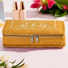 Embroidery Jewellery Box For Women - 7-Compartments Travel Pouch with Zip Lock For Gold Storage &amp; Earrings Organizing- Yellow