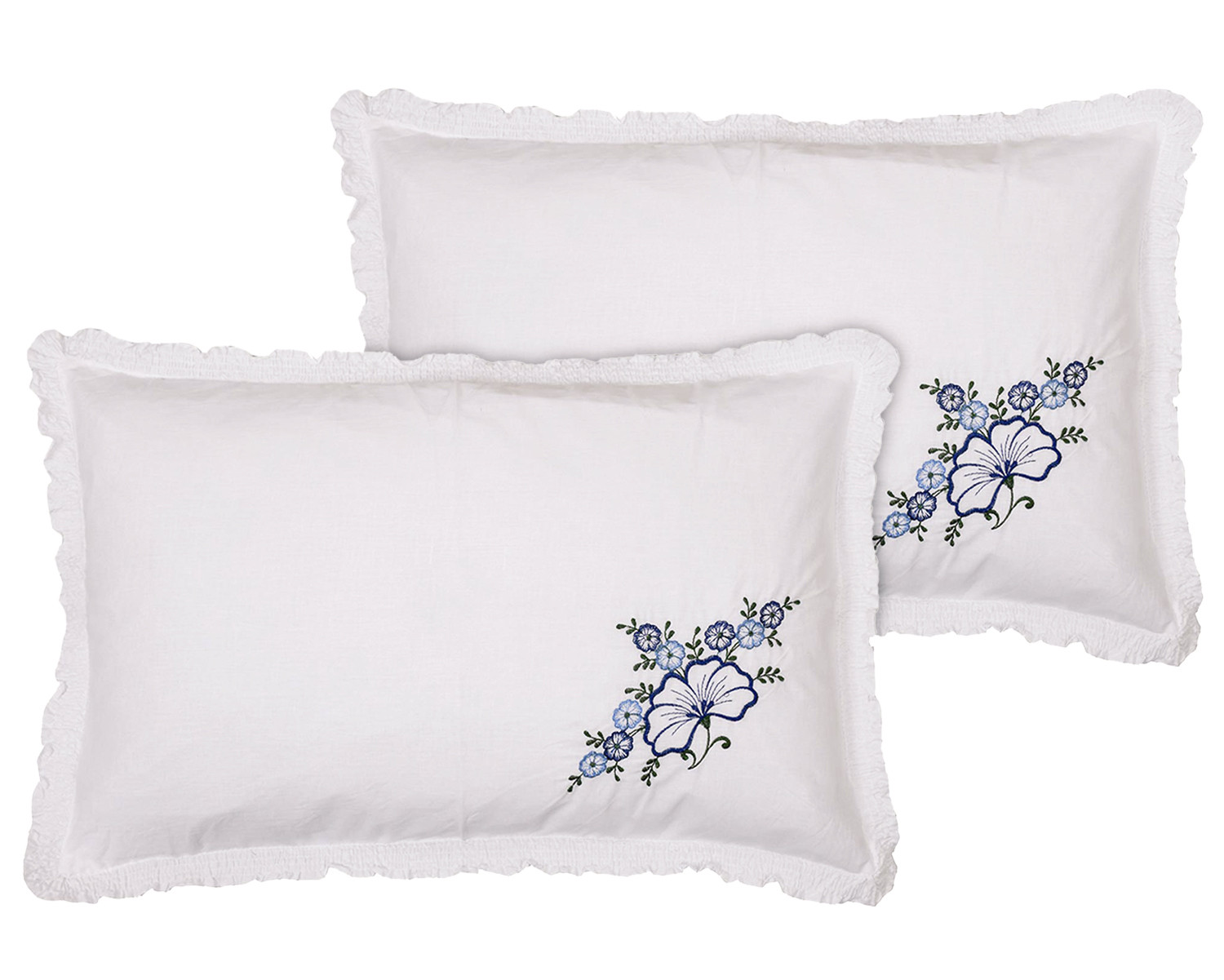 Kuber Industries Embroidery Pattern Breathable & Soft Cotton Pillow Cover For Sofa, Couch, Bed,(White) 54KM4113