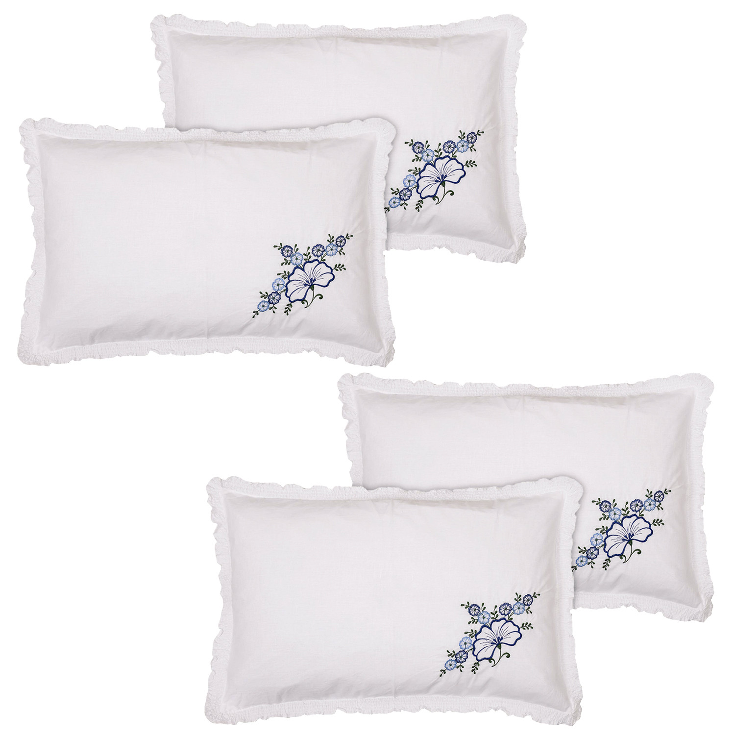 Kuber Industries Embroidery Pattern Breathable & Soft Cotton Pillow Cover For Sofa, Couch, Bed,(White) 54KM4113
