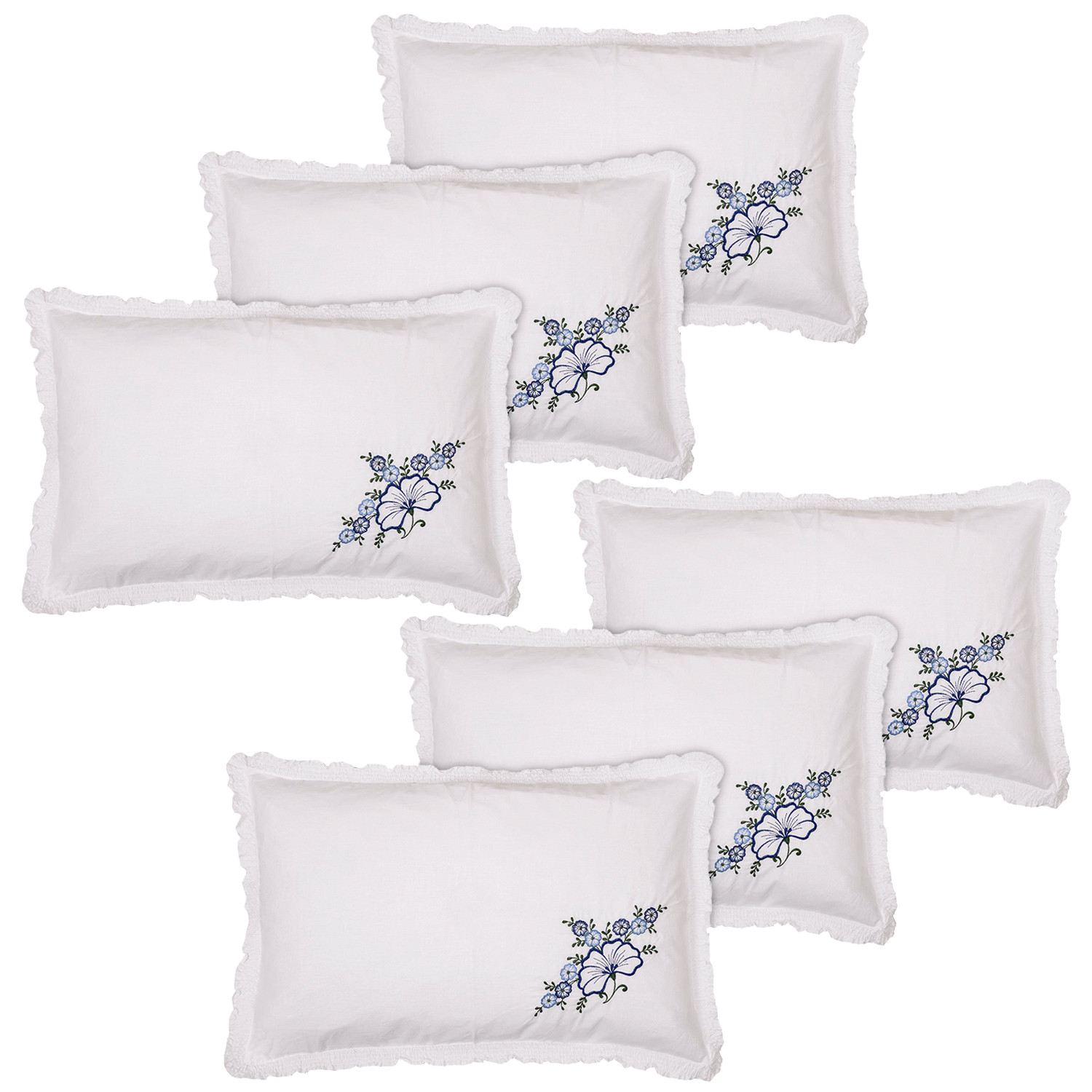 Kuber Industries Embroidery Pattern Breathable & Soft Cotton Pillow Cover For Sofa, Couch, Bed,(White) 54KM4113