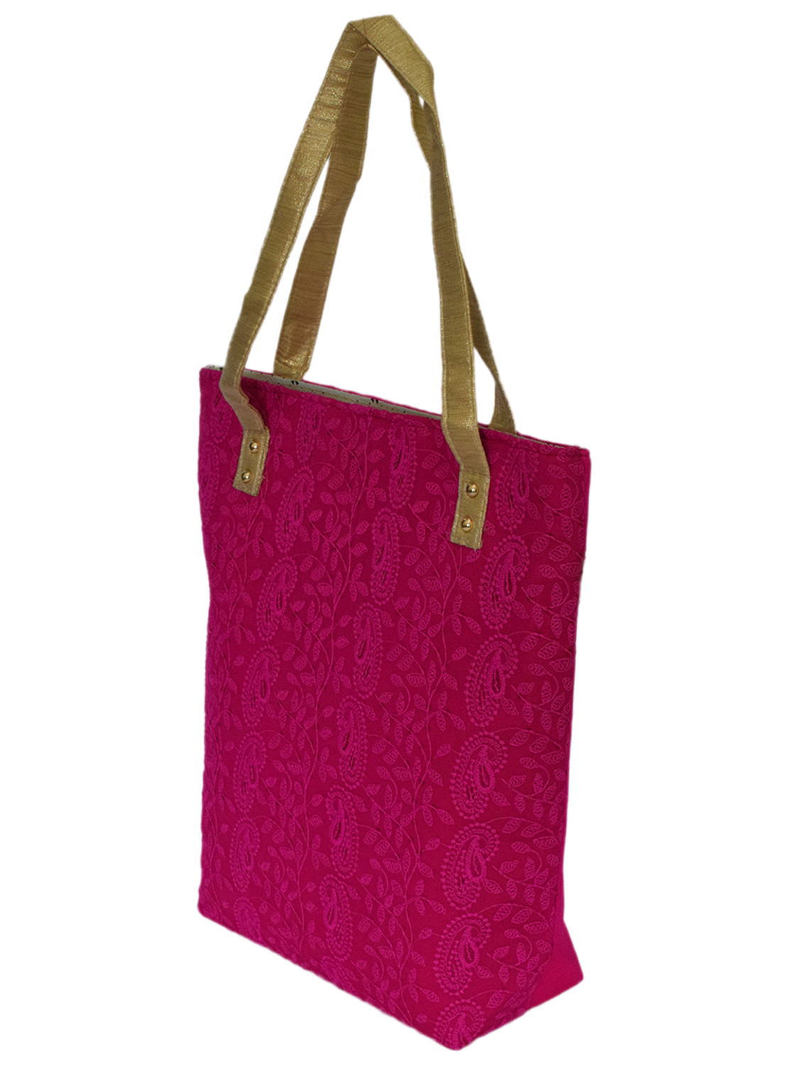 Kuber Industries Embroidery Polyester Shoulder Bag/Tote Bag/Handbag For Women & Girls With Carrying Handle (Pink)