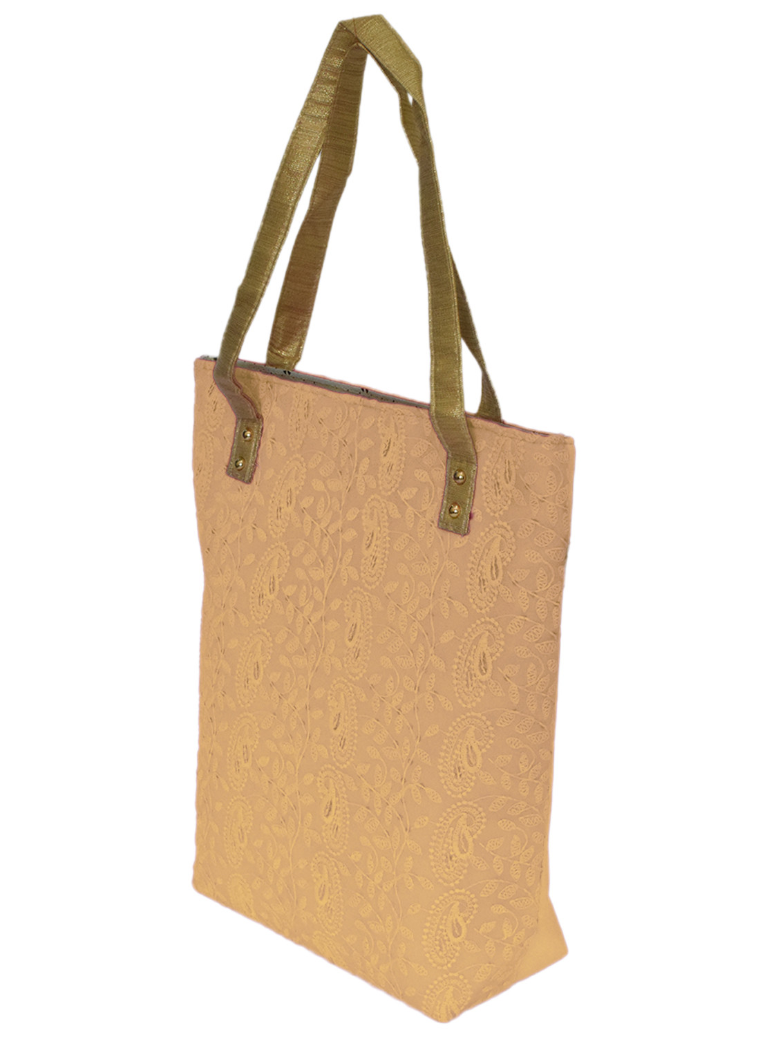Kuber Industries Embroidery Polyester Shoulder Bag/Tote Bag/Handbag For Women & Girls With Carrying Handle (Cream)